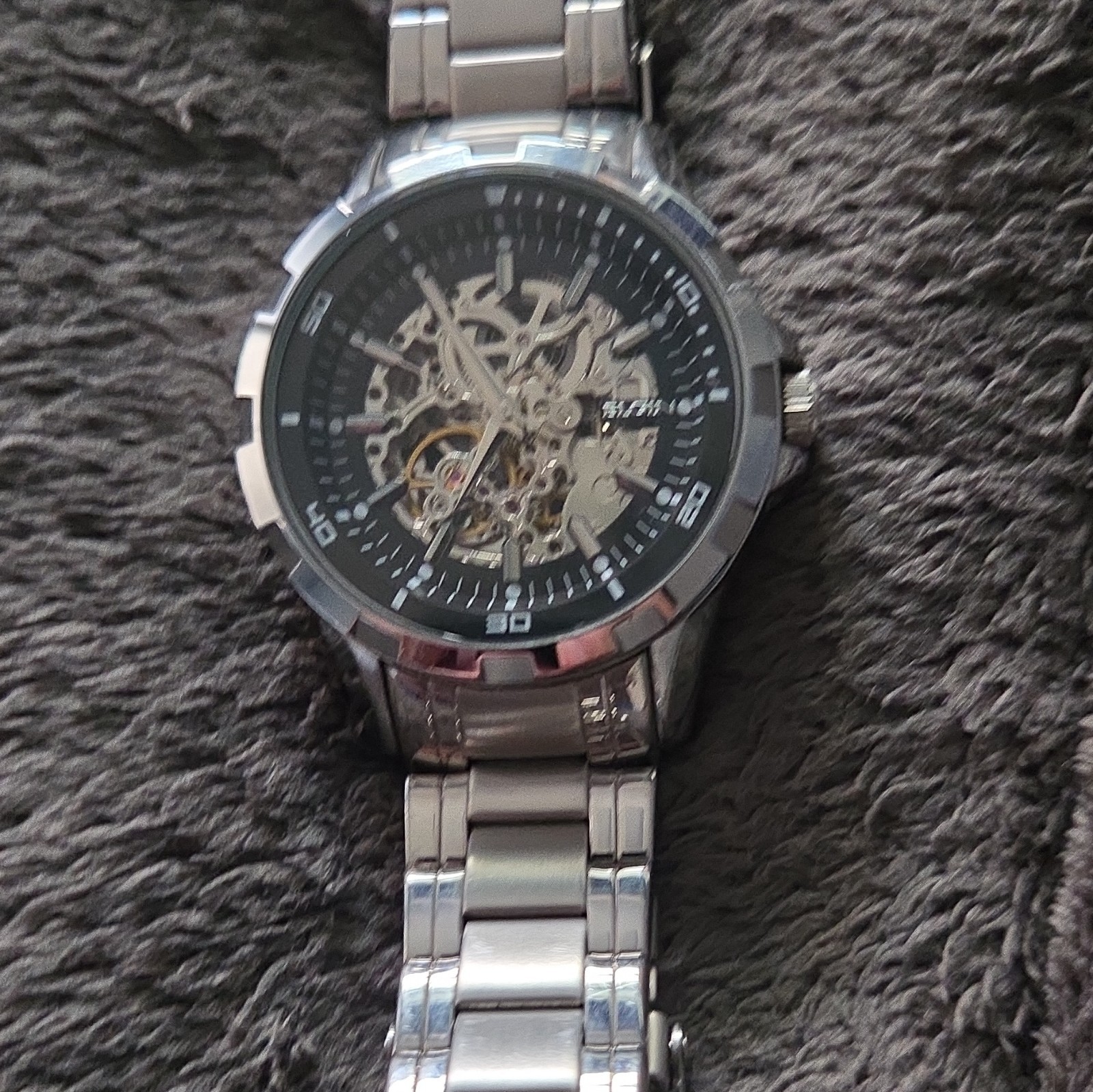 Stauer 1930 Automatic Skeleton Dial Silver SS Bracelet Exhibition 30m