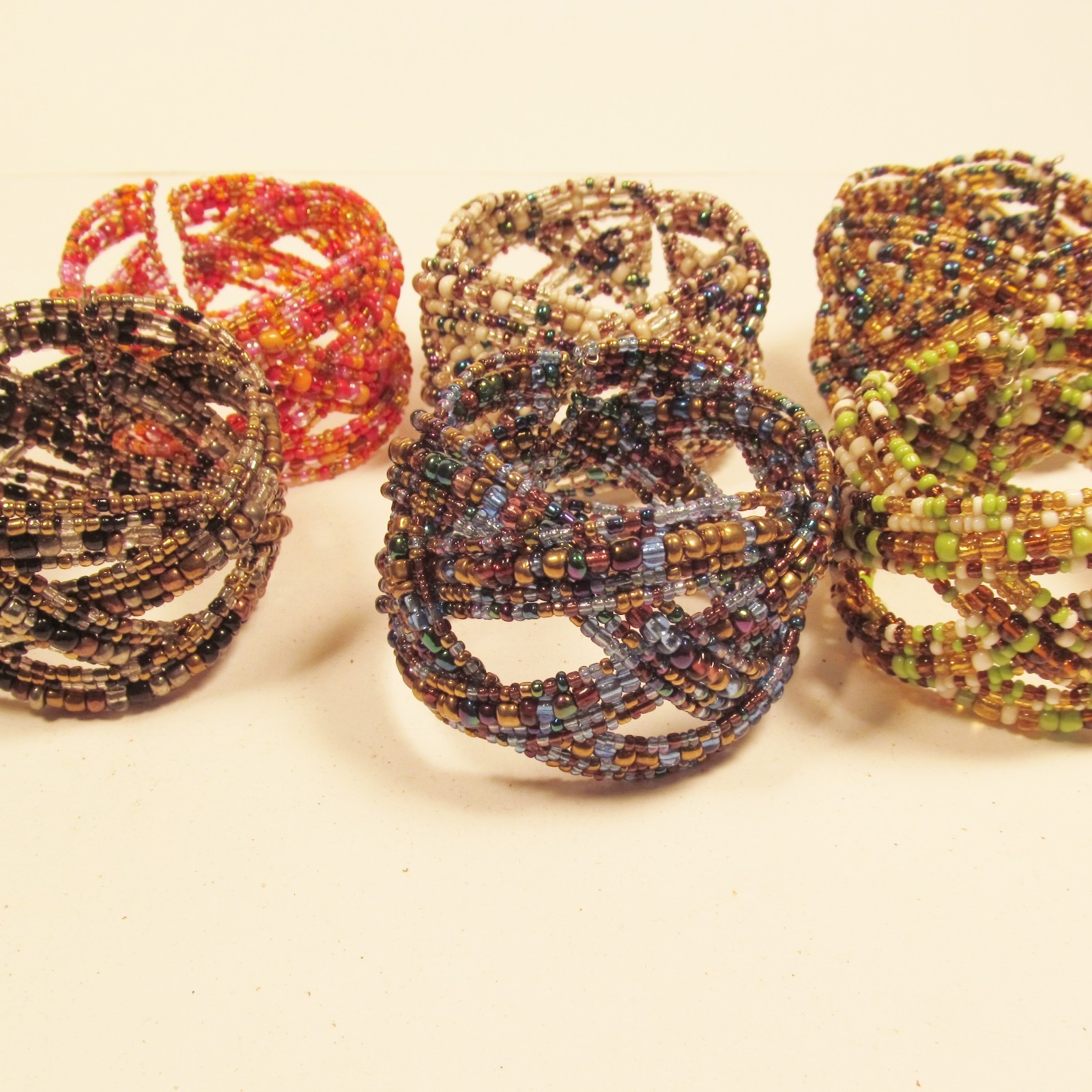 12 PC Handmade Bali Beaded Bright Color Braided Cuff Bracelet WHOLESALE LOT