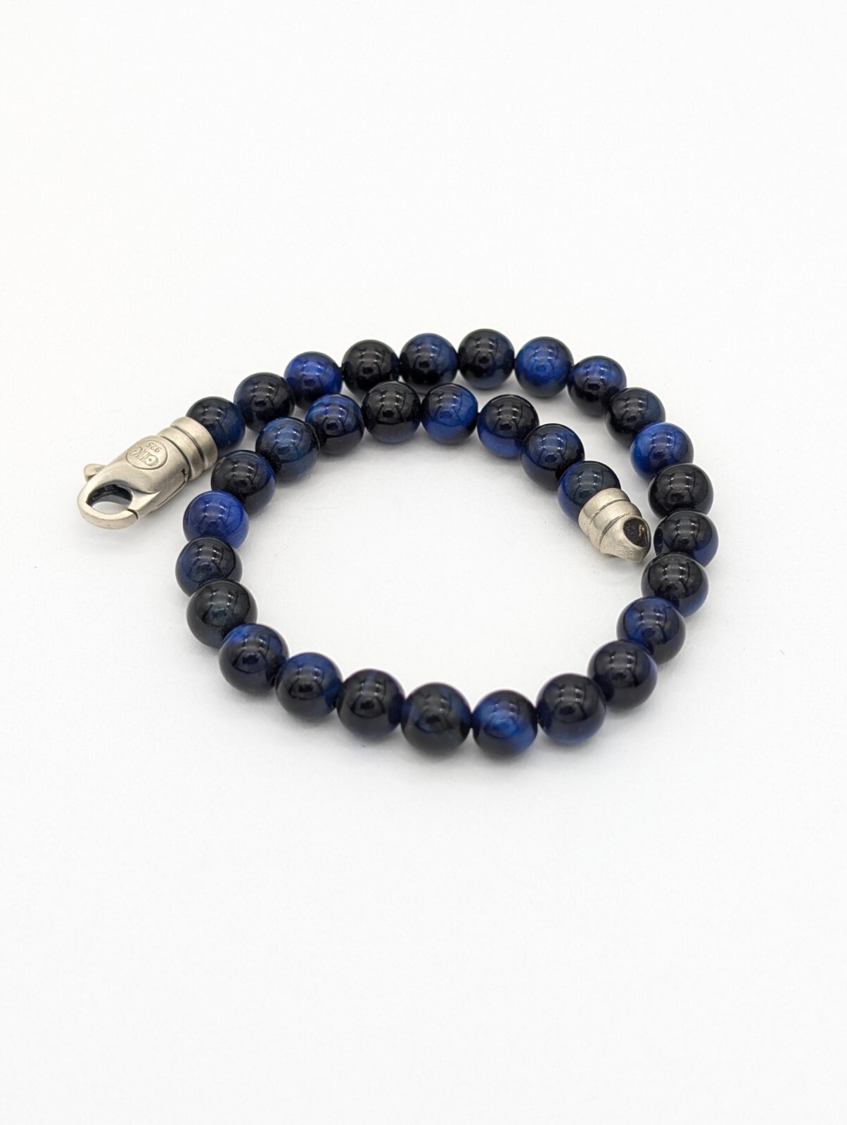 Handmade 925 Silver Blue Tiger’s Eye Bead Bracelet 6mm – Focus & Protection