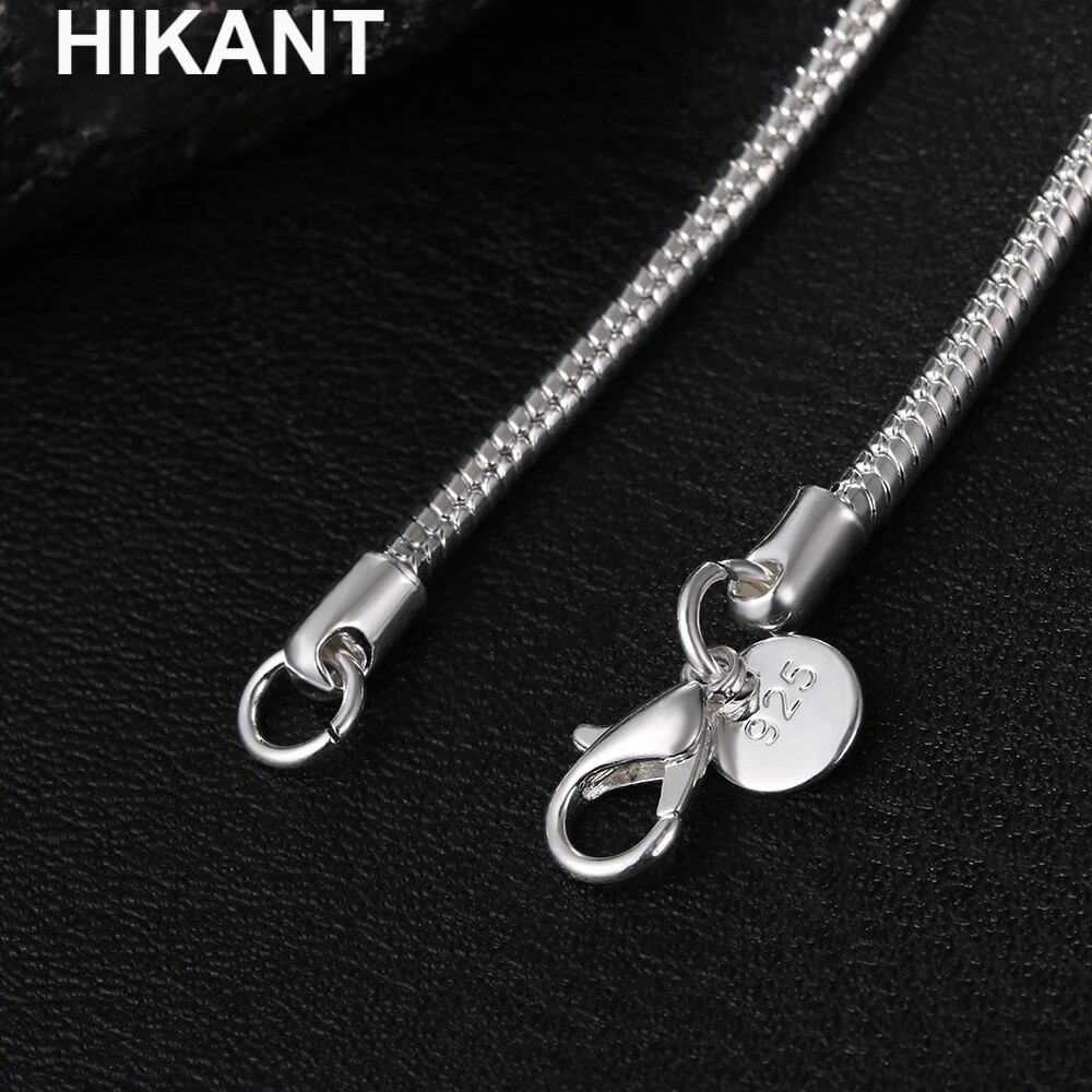 40-75CM 925 Sterling Silver Plated 1MM/2MM/3MM Snake Chain Necklace Women Jewelr
