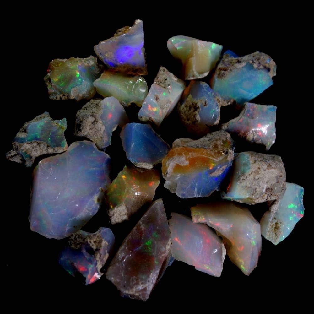 150.17cts 100% Natural Play of Color Ethiopian FIRE Opal Rough LOT Gemstone G…