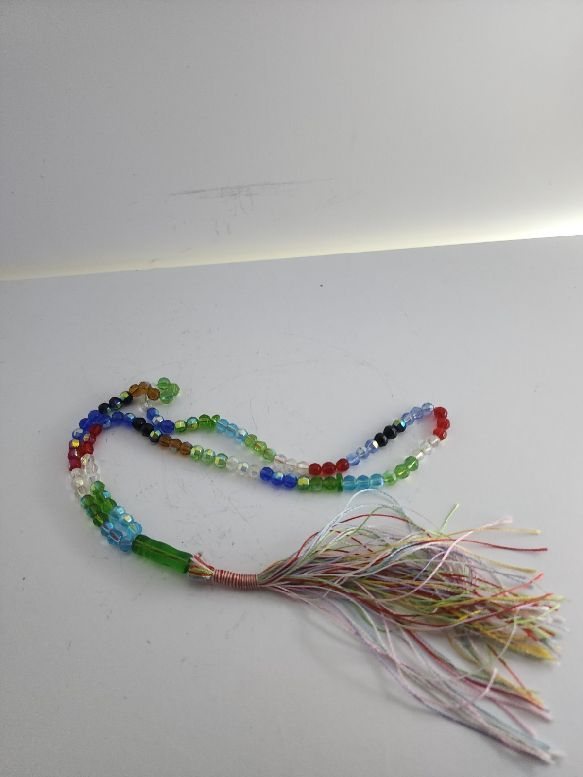 Multicolor Faceted Glass Meditation Beads Souvenir Strand with Tassel
