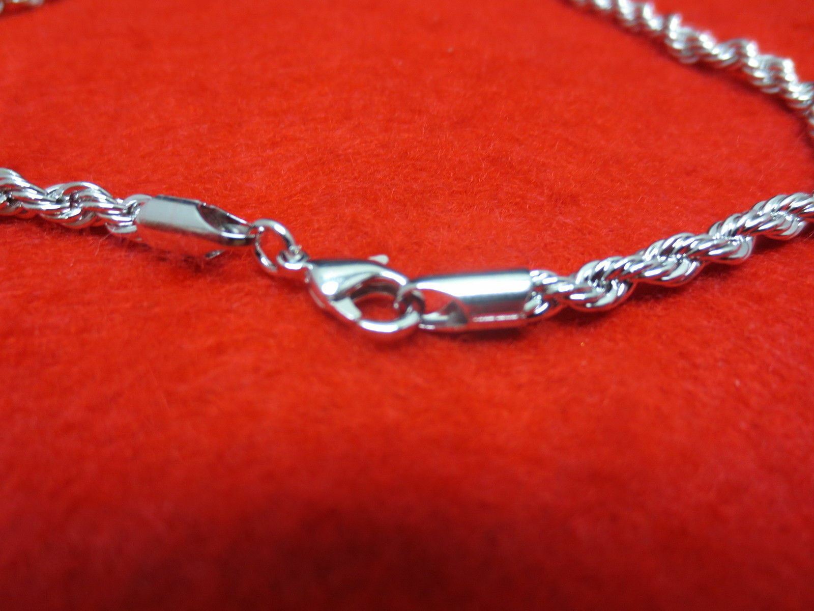 16 INCH TO 30 INCH 14KT WHITE GOLD PLATED 3MM ROPE CHAIN NECKLACE