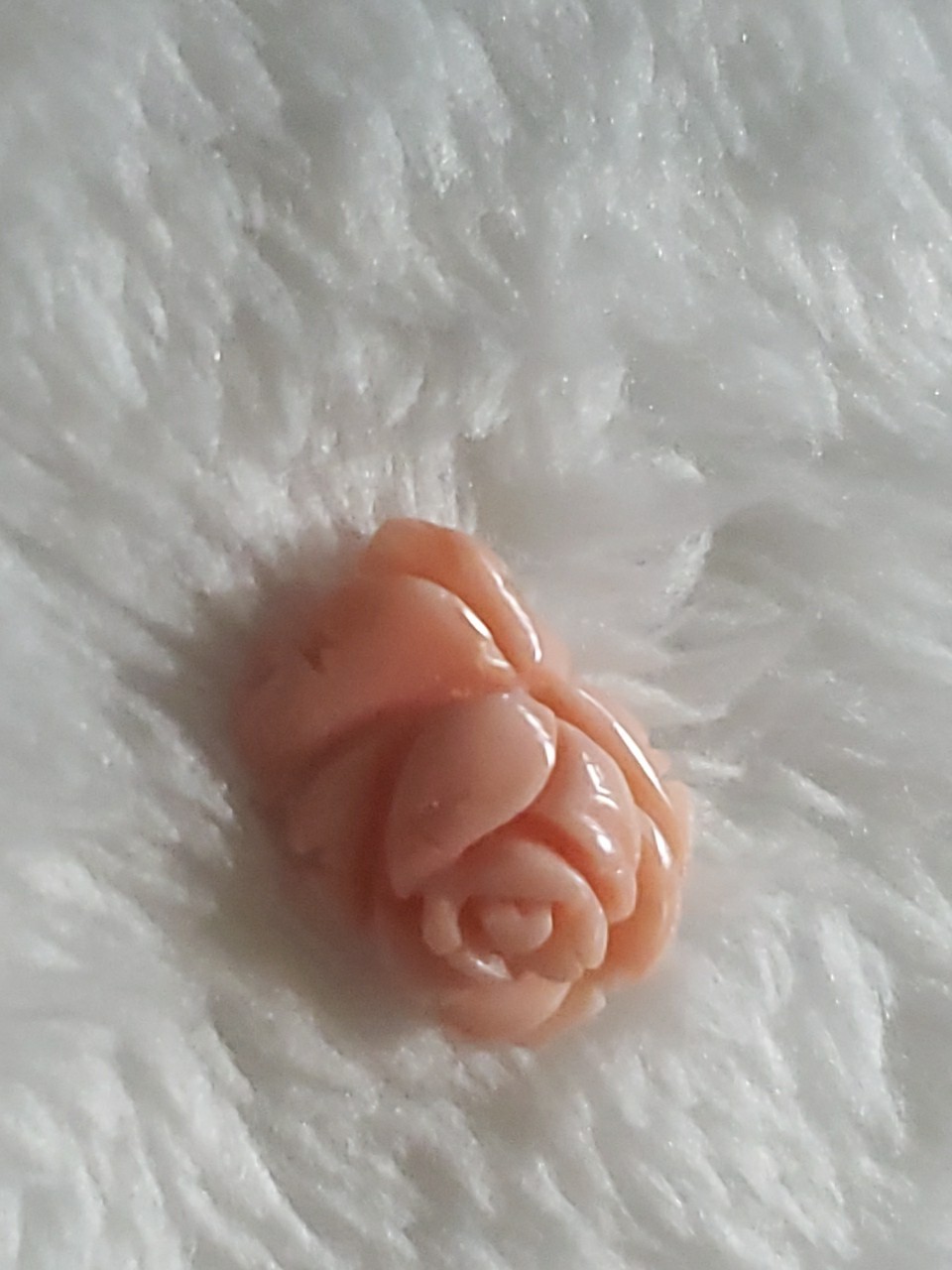 Vintage Hand Carved Pink Coral Floral Rose Loose Gem Jewelry Projects 15mm