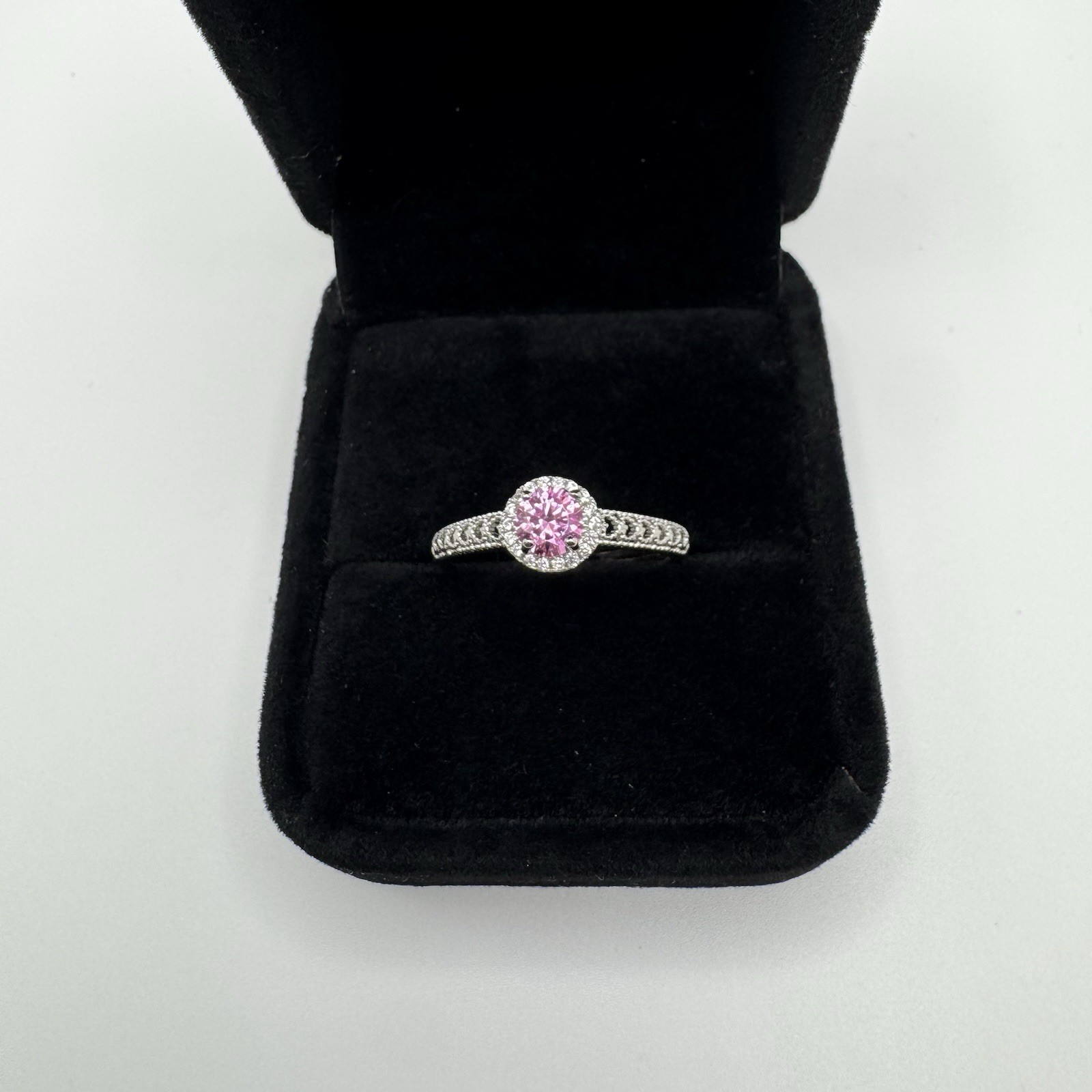 Dainty Silver Tone Cubic Zirconia Ring, October Birthstone, Adjustable Size