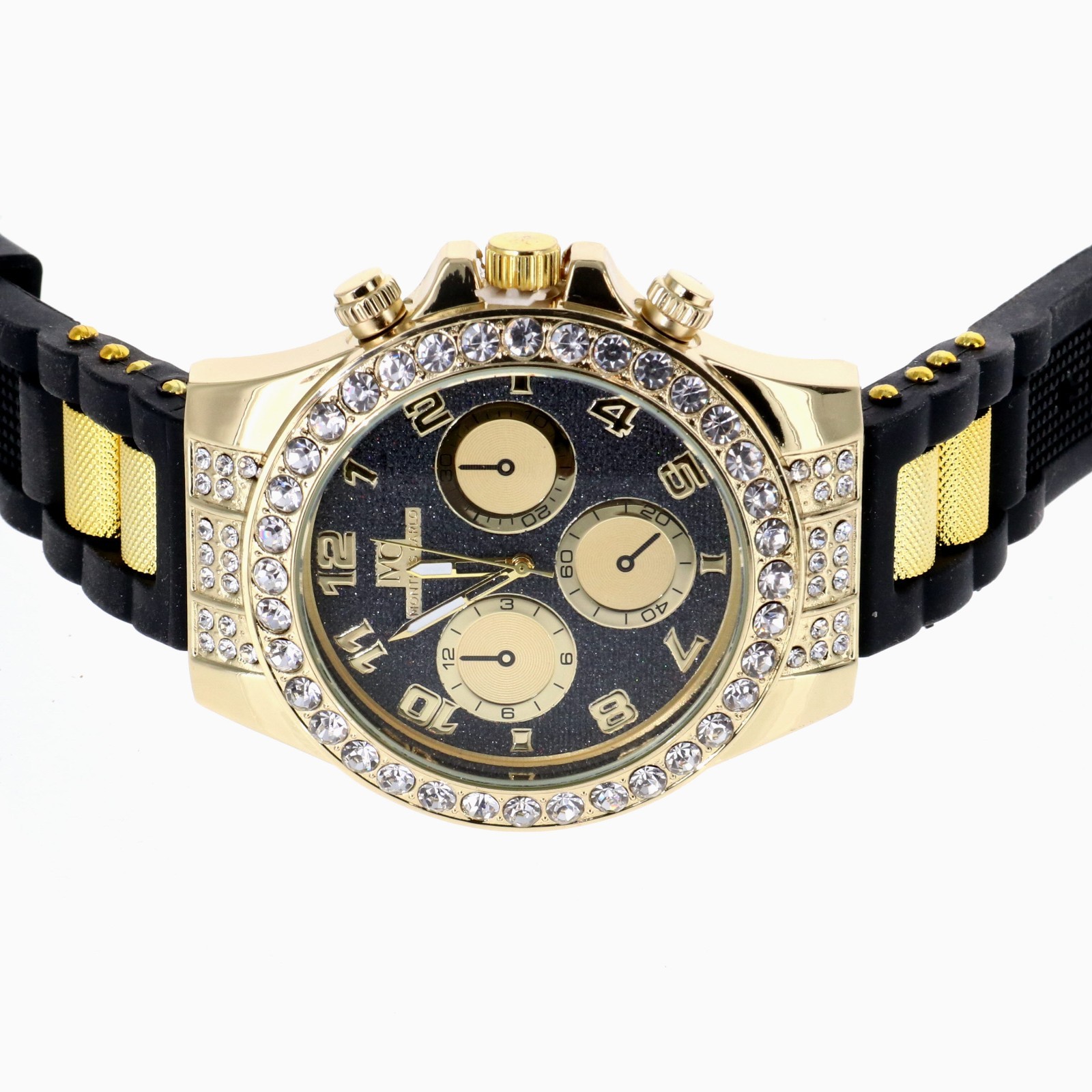 Men’s Hip Hop Watch Iced Bling Rapper Big Stones Silicone Band Luxury Fashion