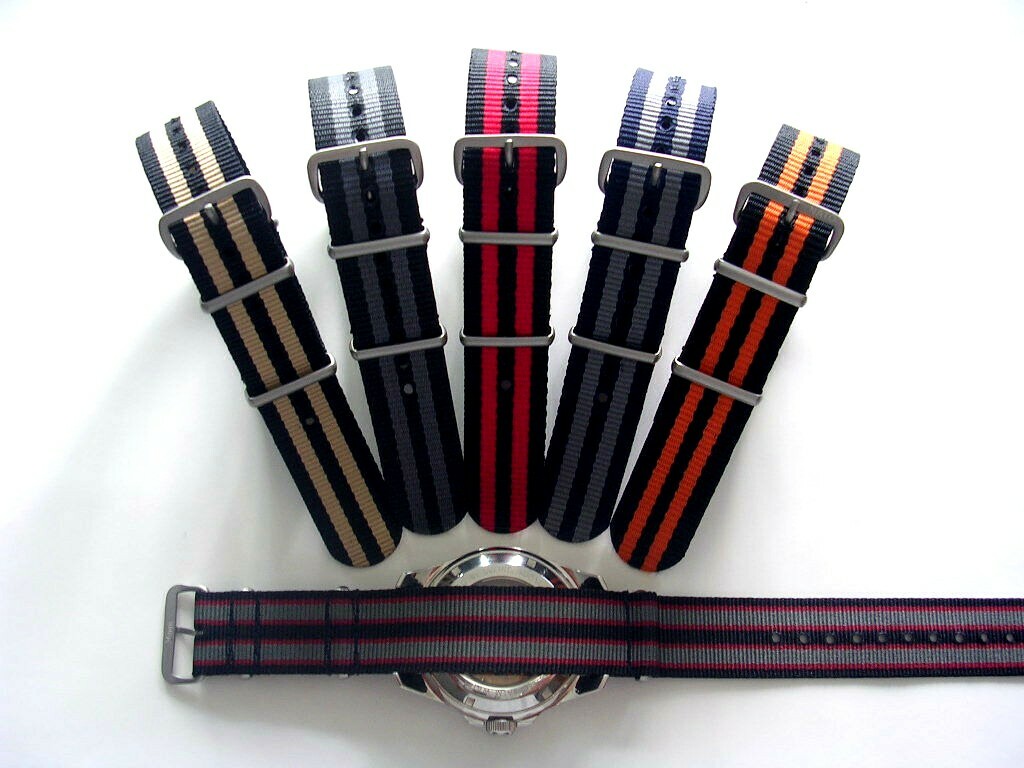 18mm Bond stripe NATO G10 Ballistic watchstrap band 2 pak RAF IW SUISSE 20 22 24