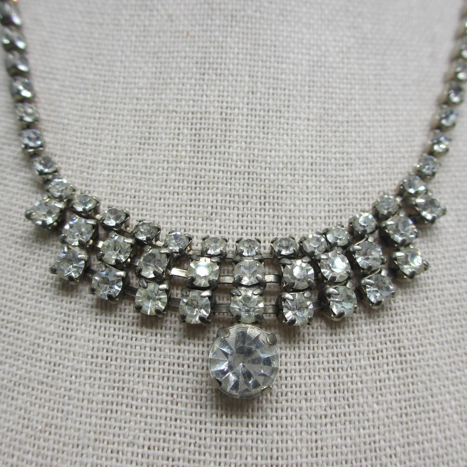 Vintage Rhinestone Necklace Wedding Special Occasion Choker 24 Inch