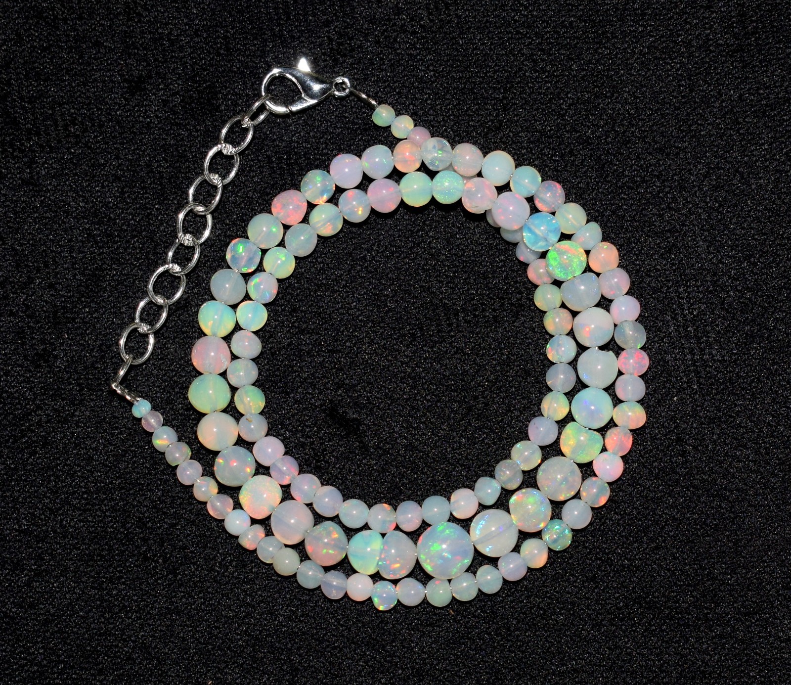 Natural Ethiopian Opal Welo Fire Opal Gemstone Beads 16”Necklace Jewelry A0766