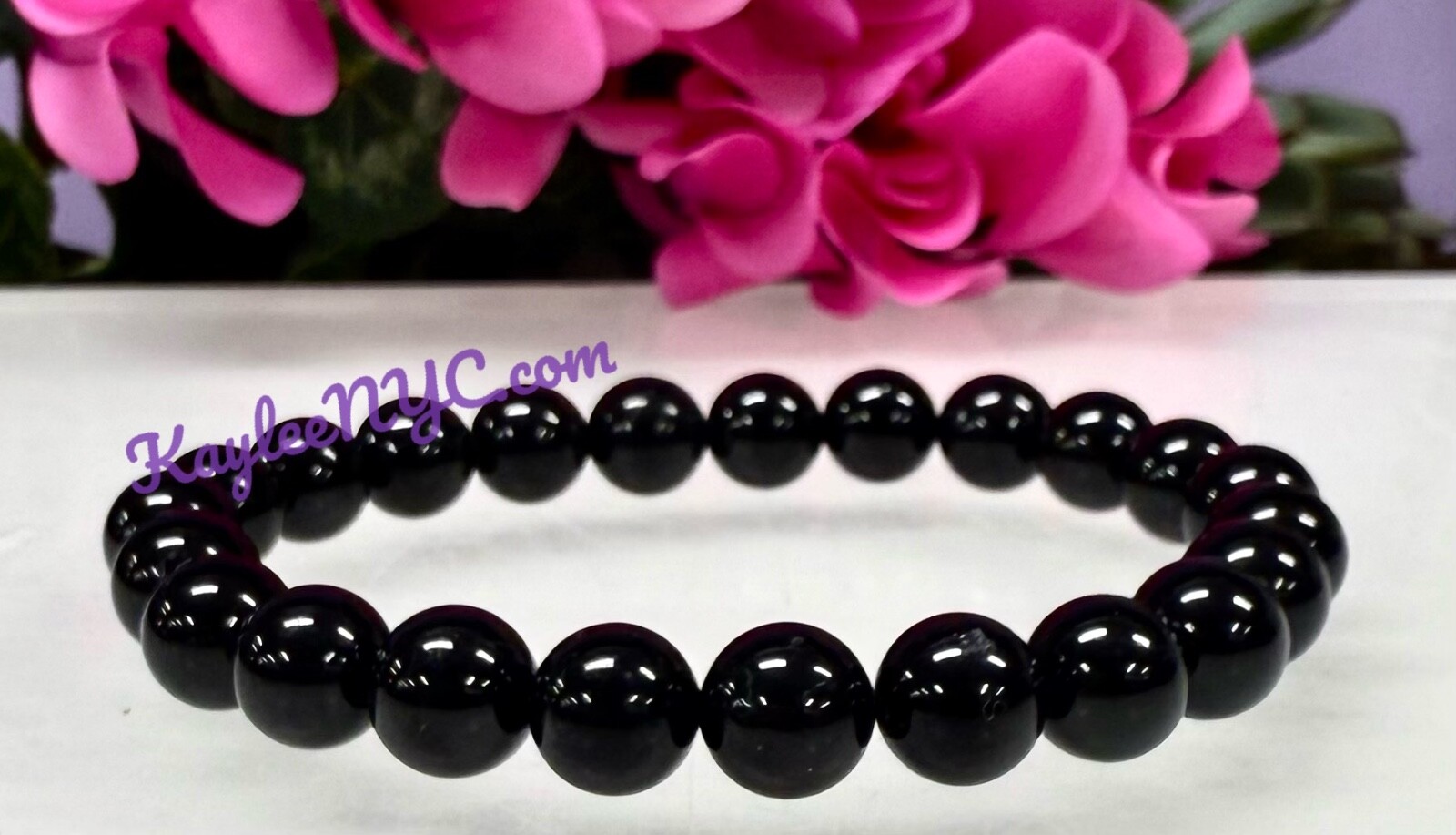Wholesale Lot 6 Pcs Black Tourmaline 8mm 7.5” Crystal Healing Stretch Bracelet