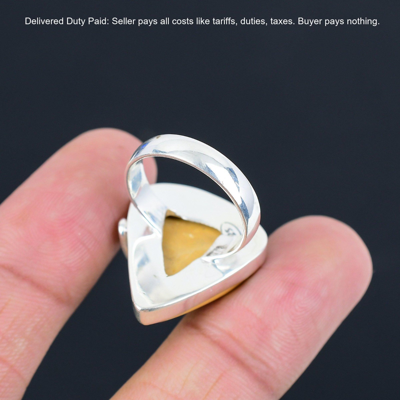 925 Sterling Silver Trillion Maligano Jasper Stone Not Applicable Promise Ring
