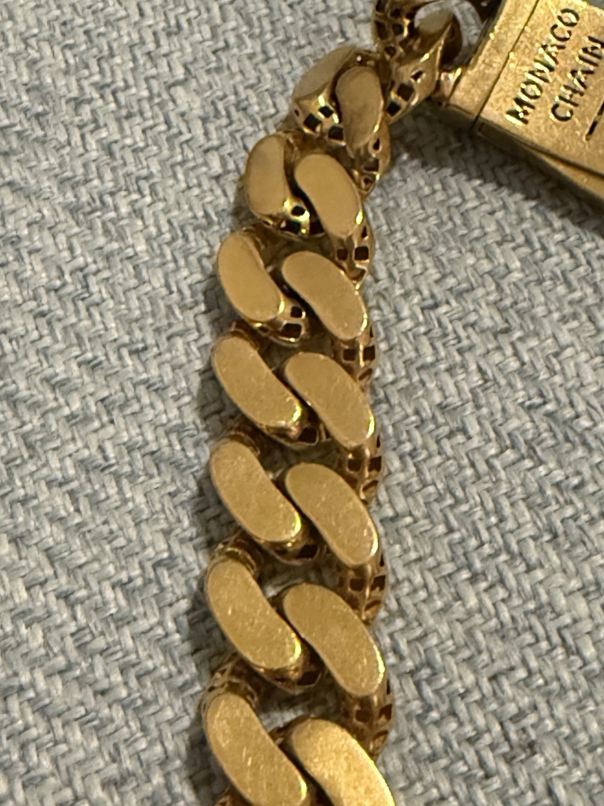 21k Gold Monaco Chain Bracelet 20.2 Grams