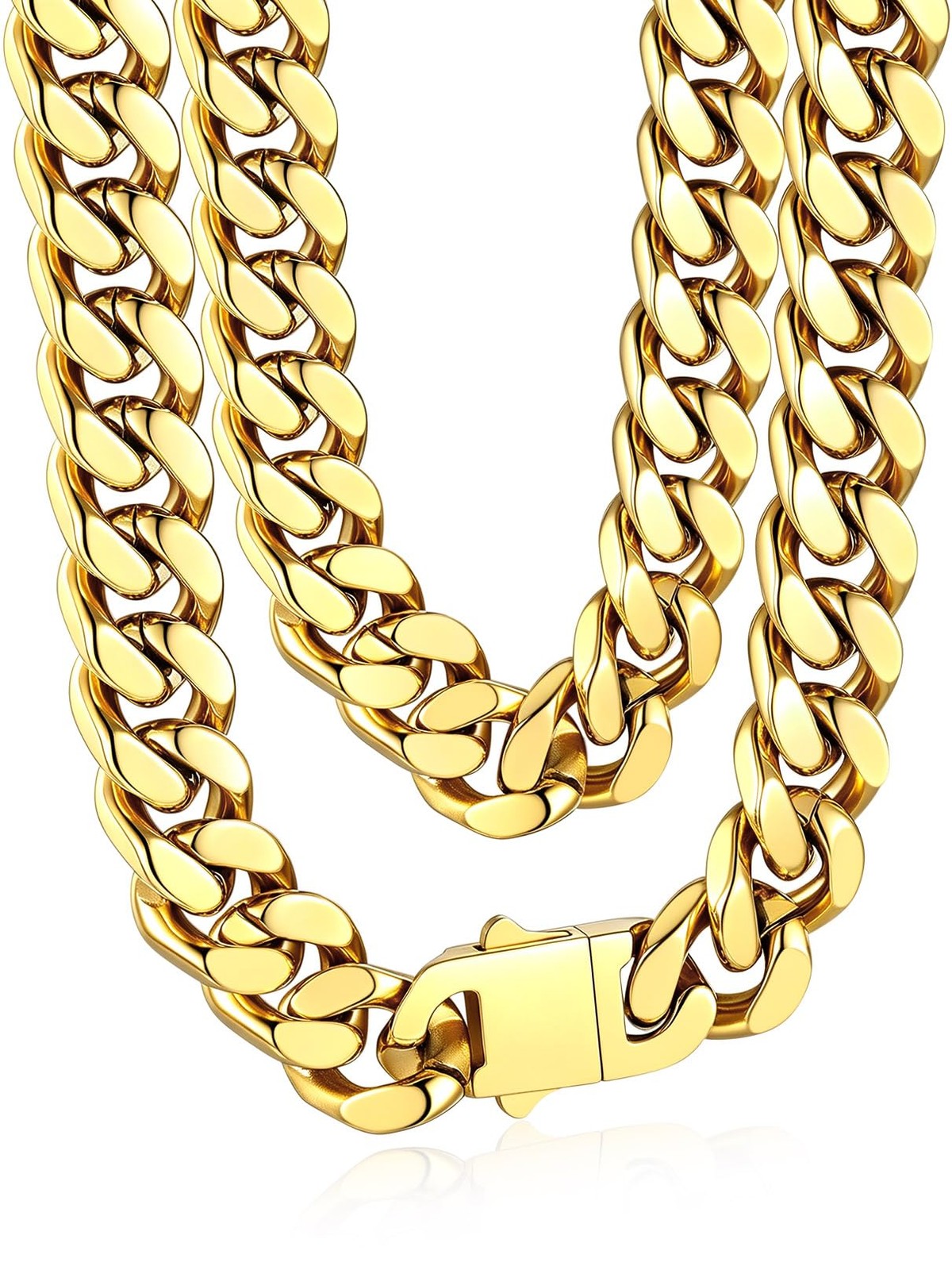 Men’s Premium Solid Stainless Steel Miami Cuban Link Chain Necklace