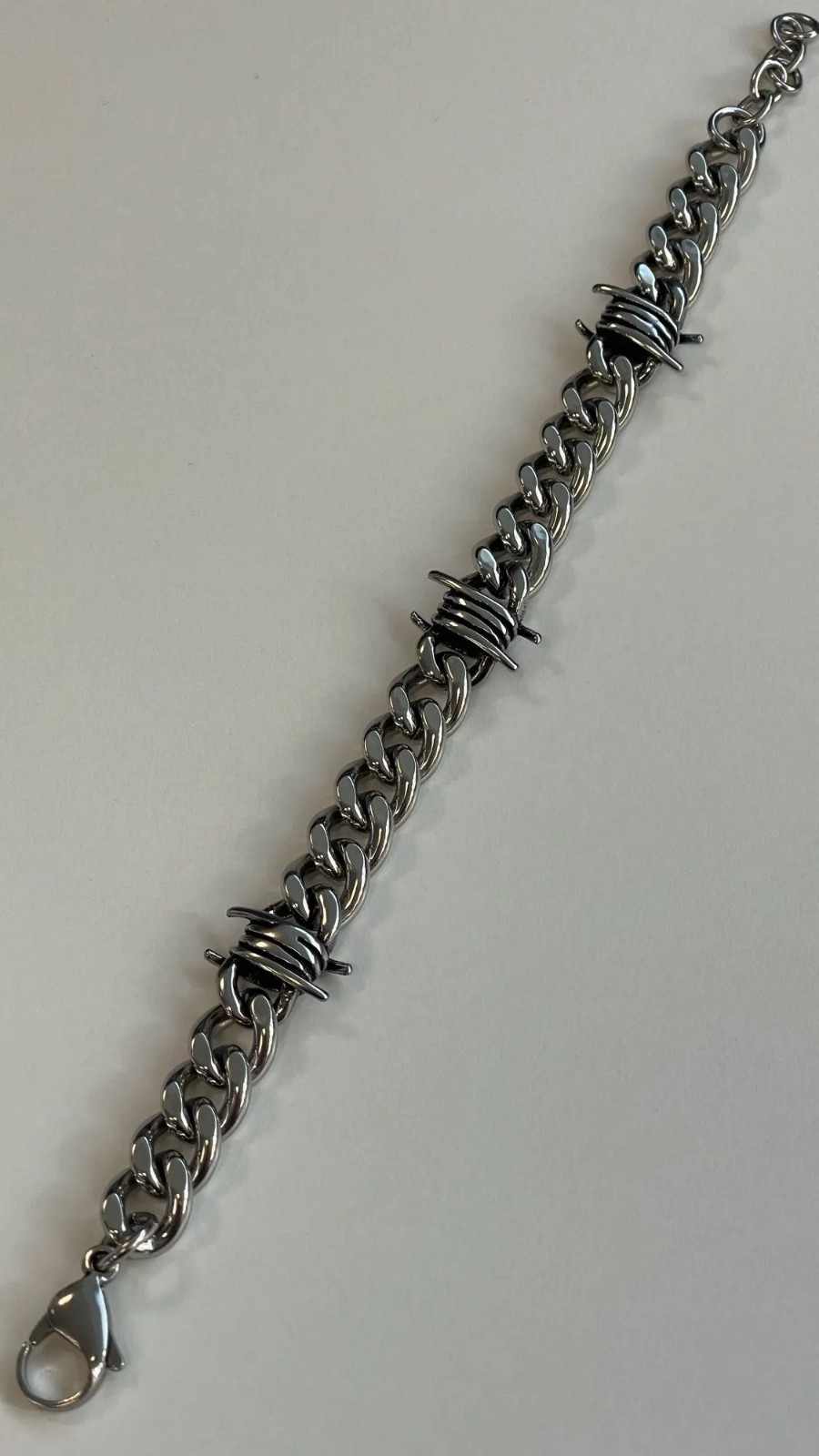 Barbed Wire Cuban Link Chain Bracelet Adjustable Stainless Steel Punk Emo 2026.