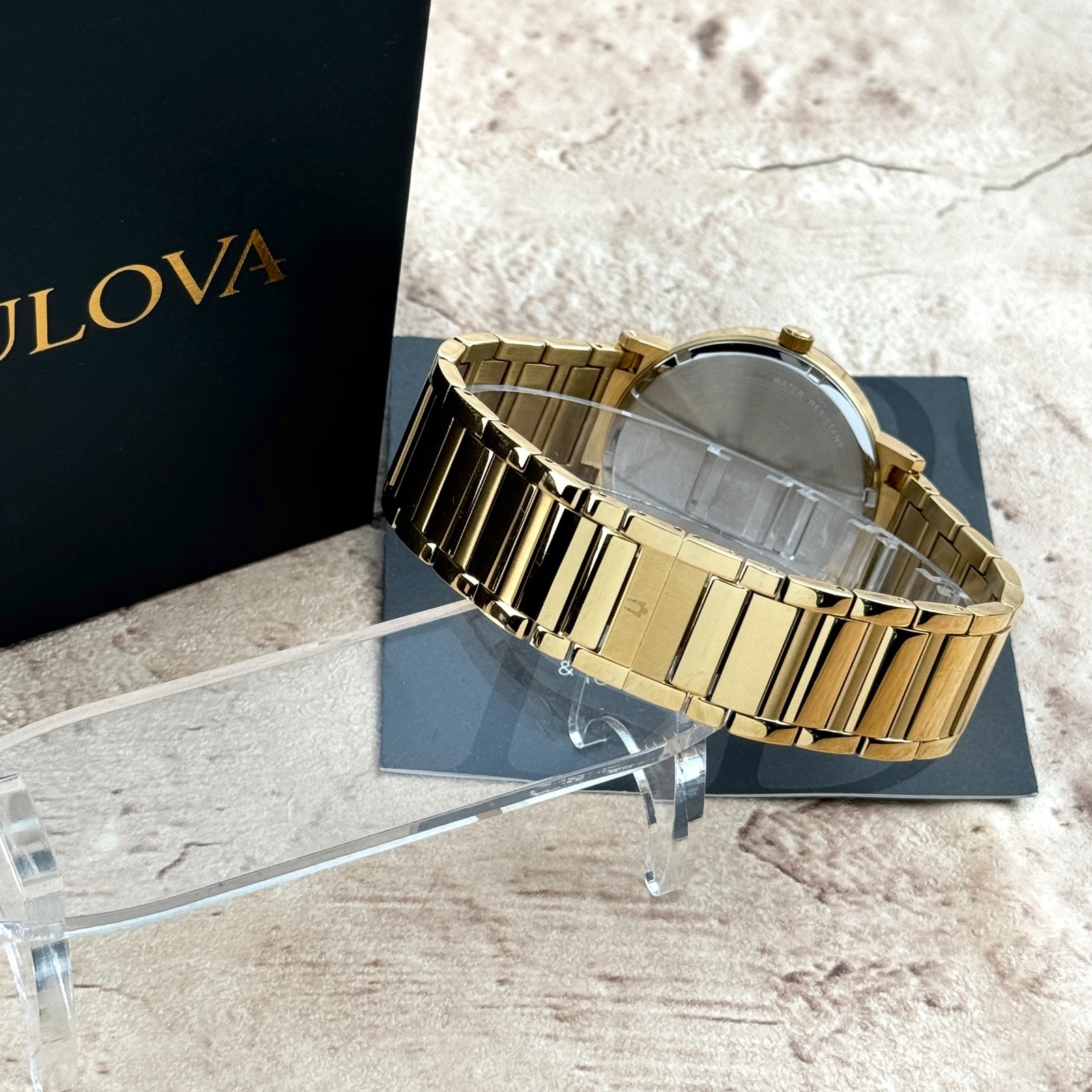 New Bulova Futuro Modern Quartz Gold Dial Chronograph Men’s Watch 97D115 42MM