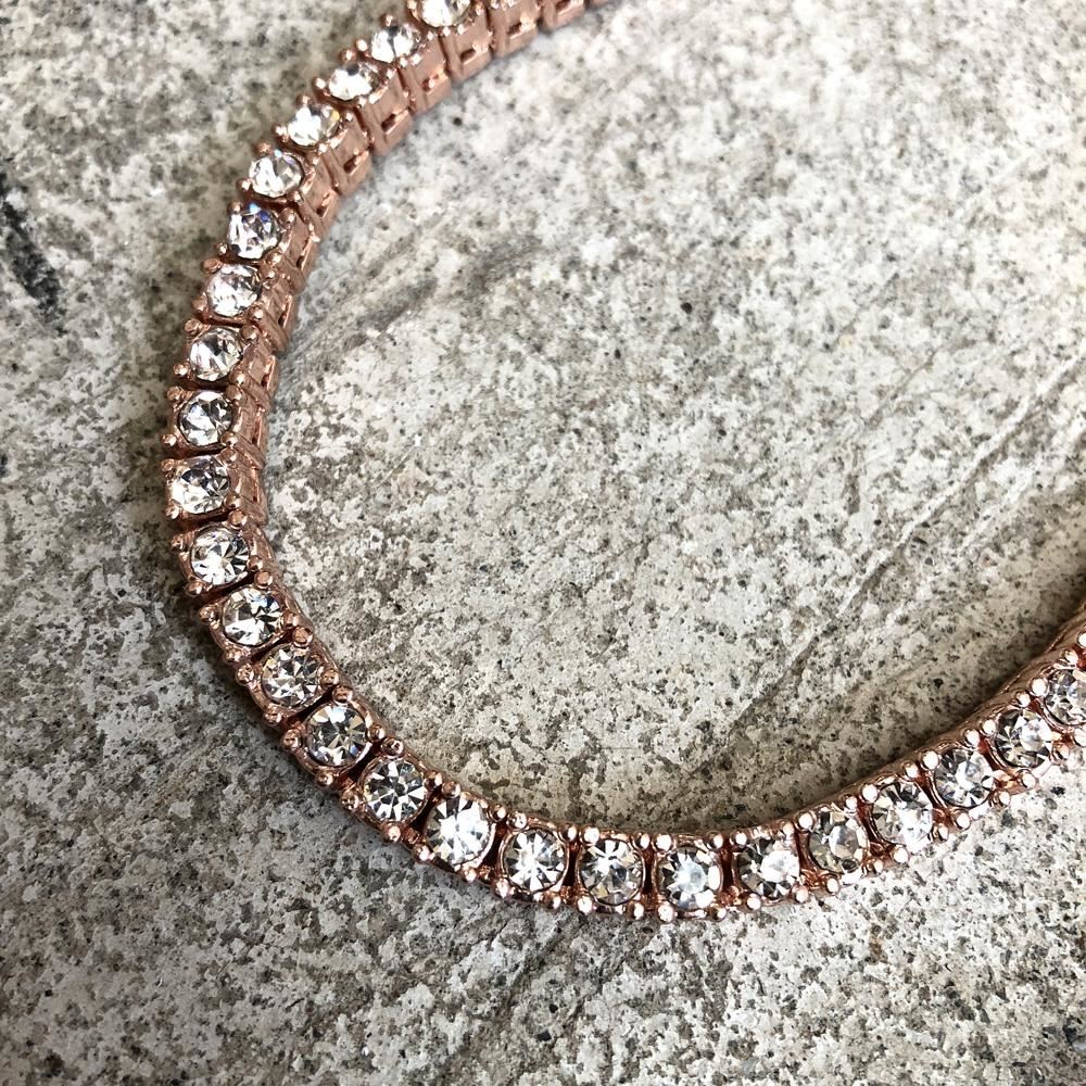 Hip Hop Iced Out Tennis Chain Choker White Yellow Rose Gold
