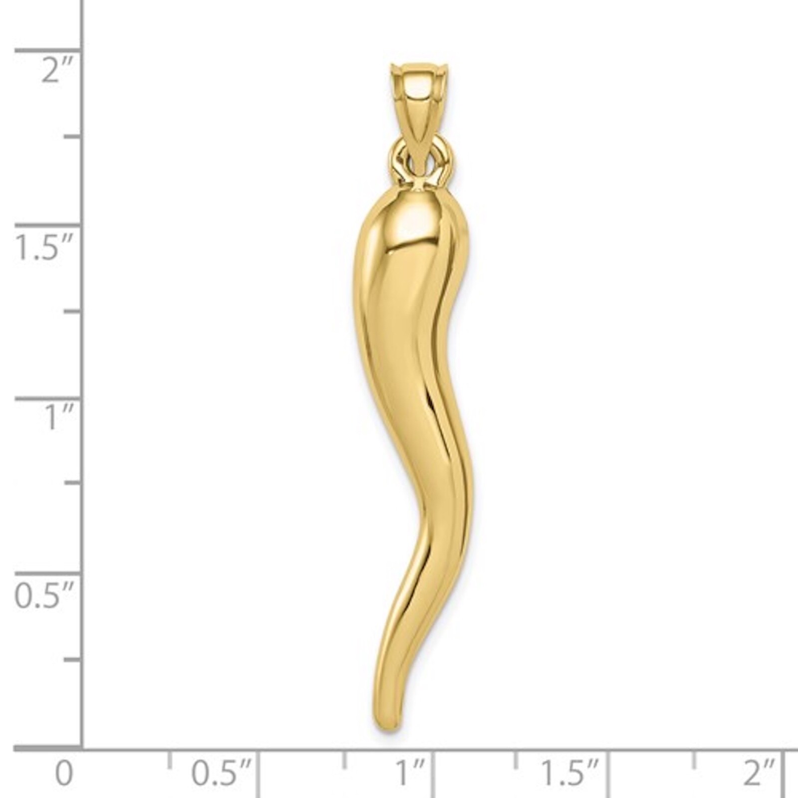 10K Real Gold 3D Cornicello Charm Pendant, Gold Italian/Chili pepper Horn – 10KH