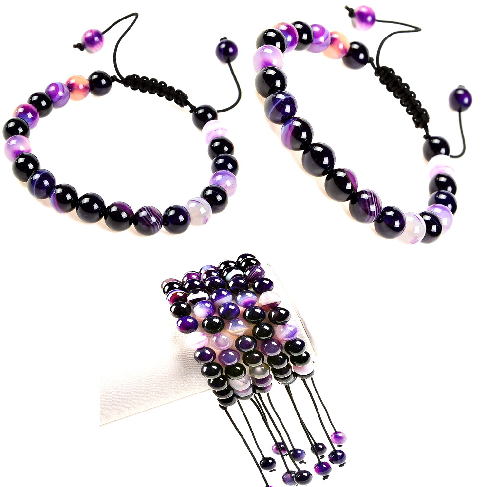 Handmade 8mm natural healing power gemstone beads adjustable bracelet for unisex