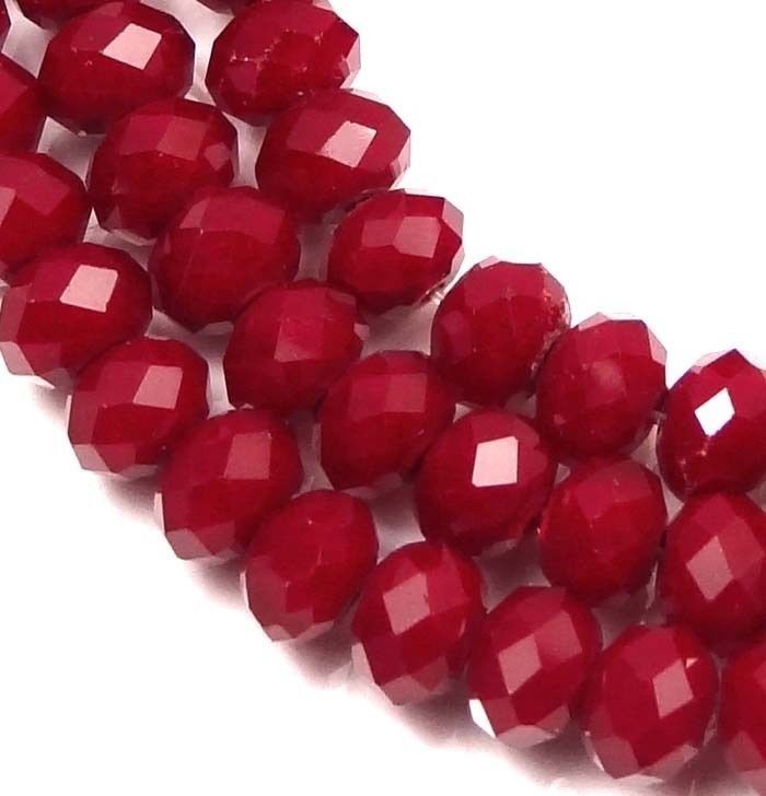 6x4mm Faceted Opaque Red glass Quartz Rondelle Beads (45)