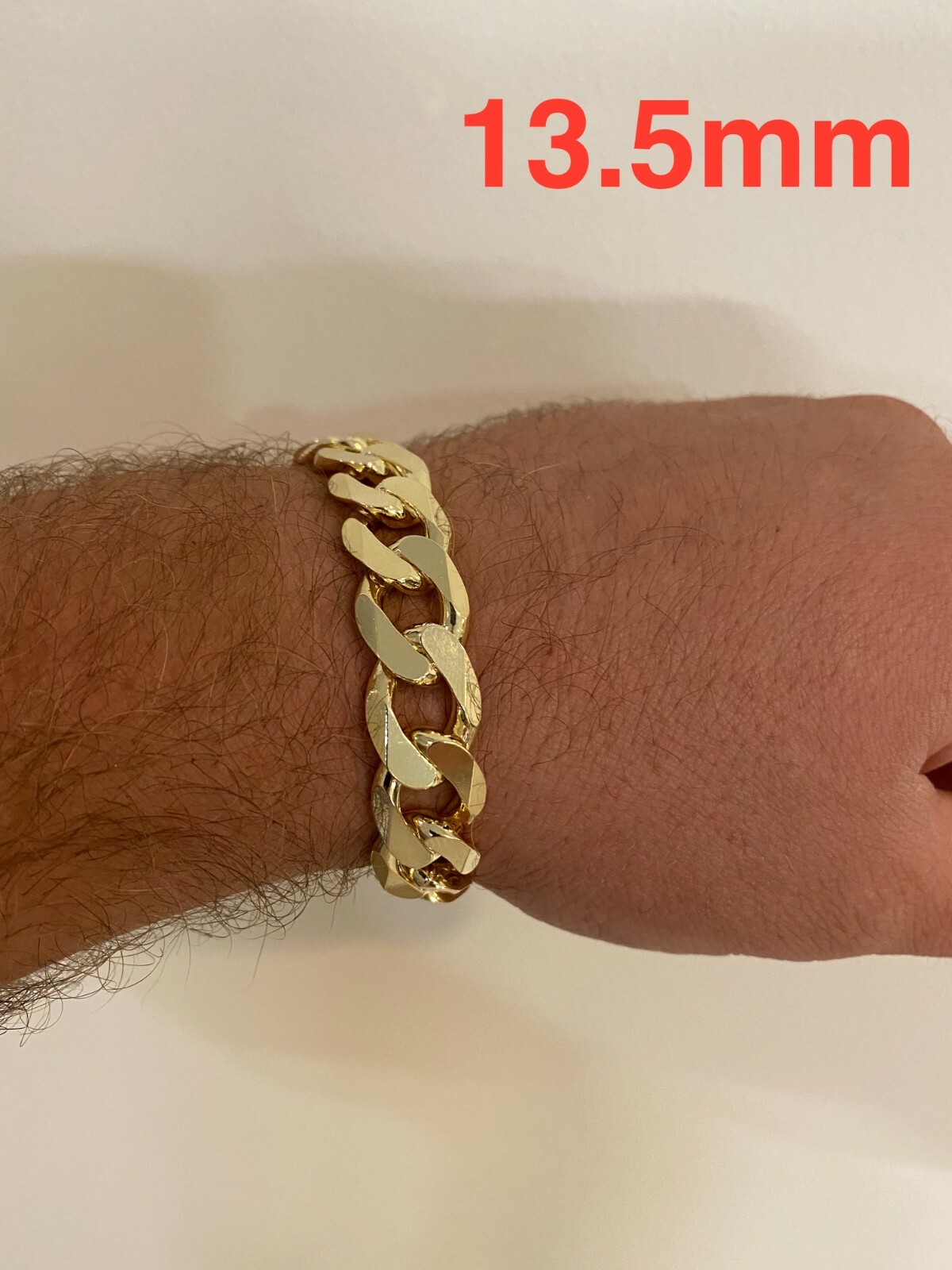 Solida Plata 925 Bañada Oro de 14k Cadena o Pulsera Estilo Miami Cuban
