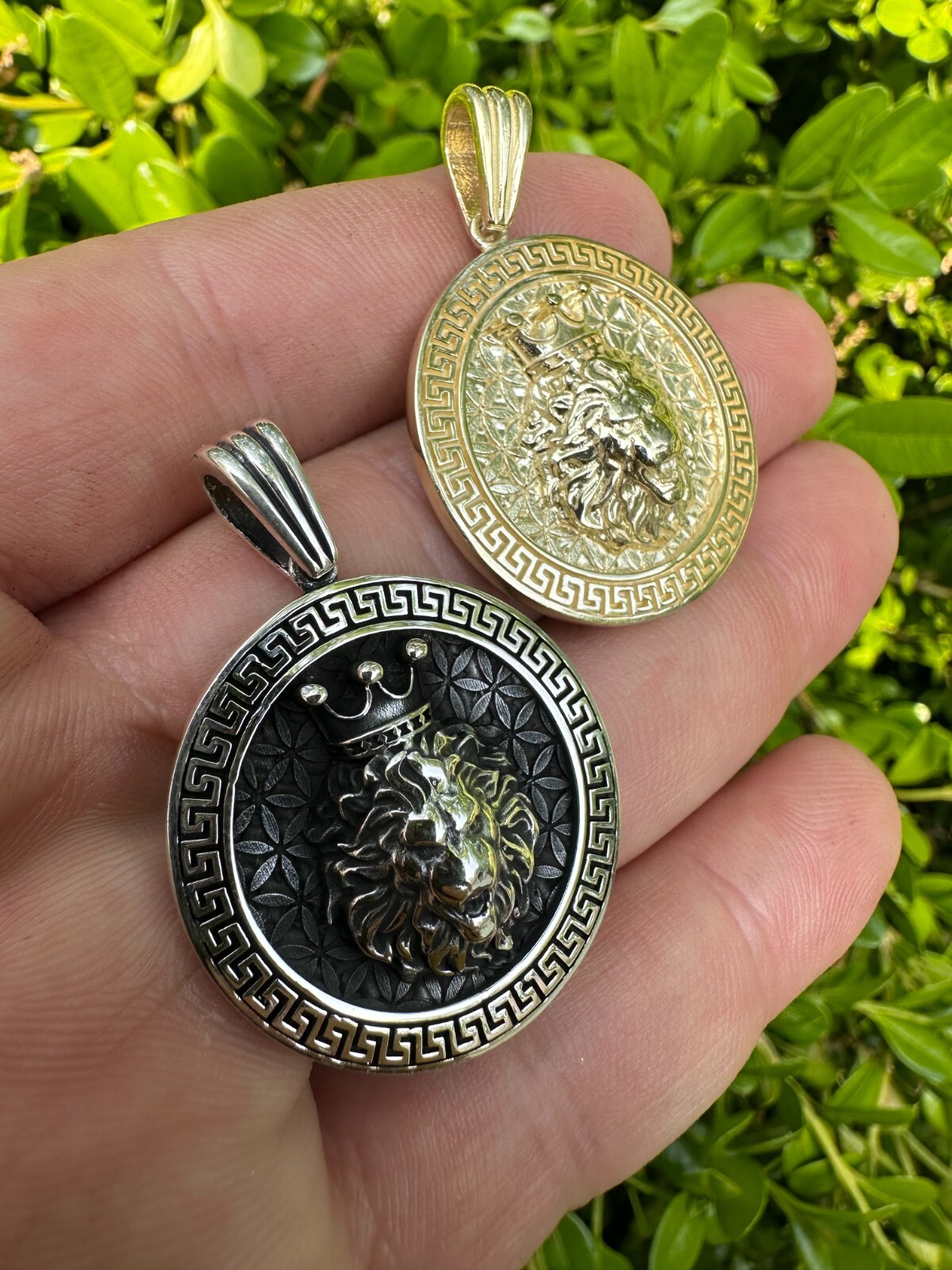 Real 925 Silver / 14k Gold Plated Lion King Of Jungle Medallion Pendant Necklace