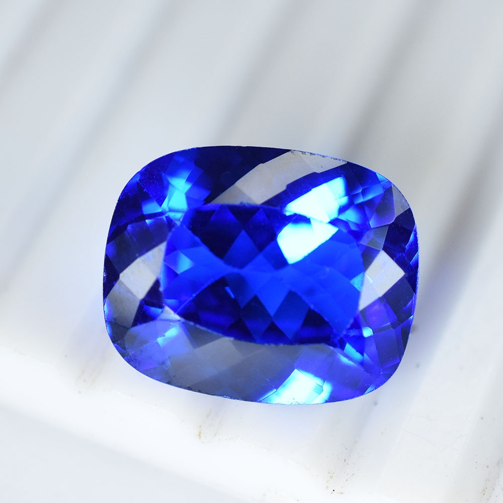 CERTIFIED Natural Blue Tanzanite 17 Ct Cushion Cut Flawless Loose Gemstone