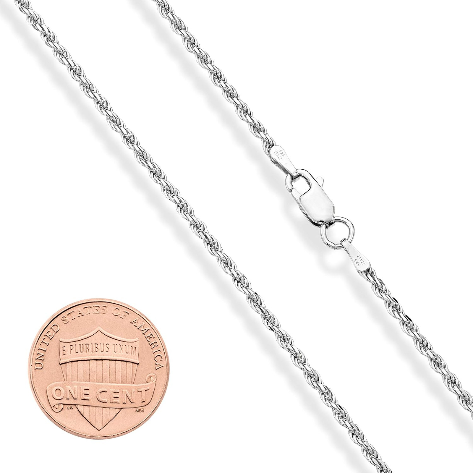 Sterling Silver Rope Chain Necklace Men Women 2mm 3mm Italian Made