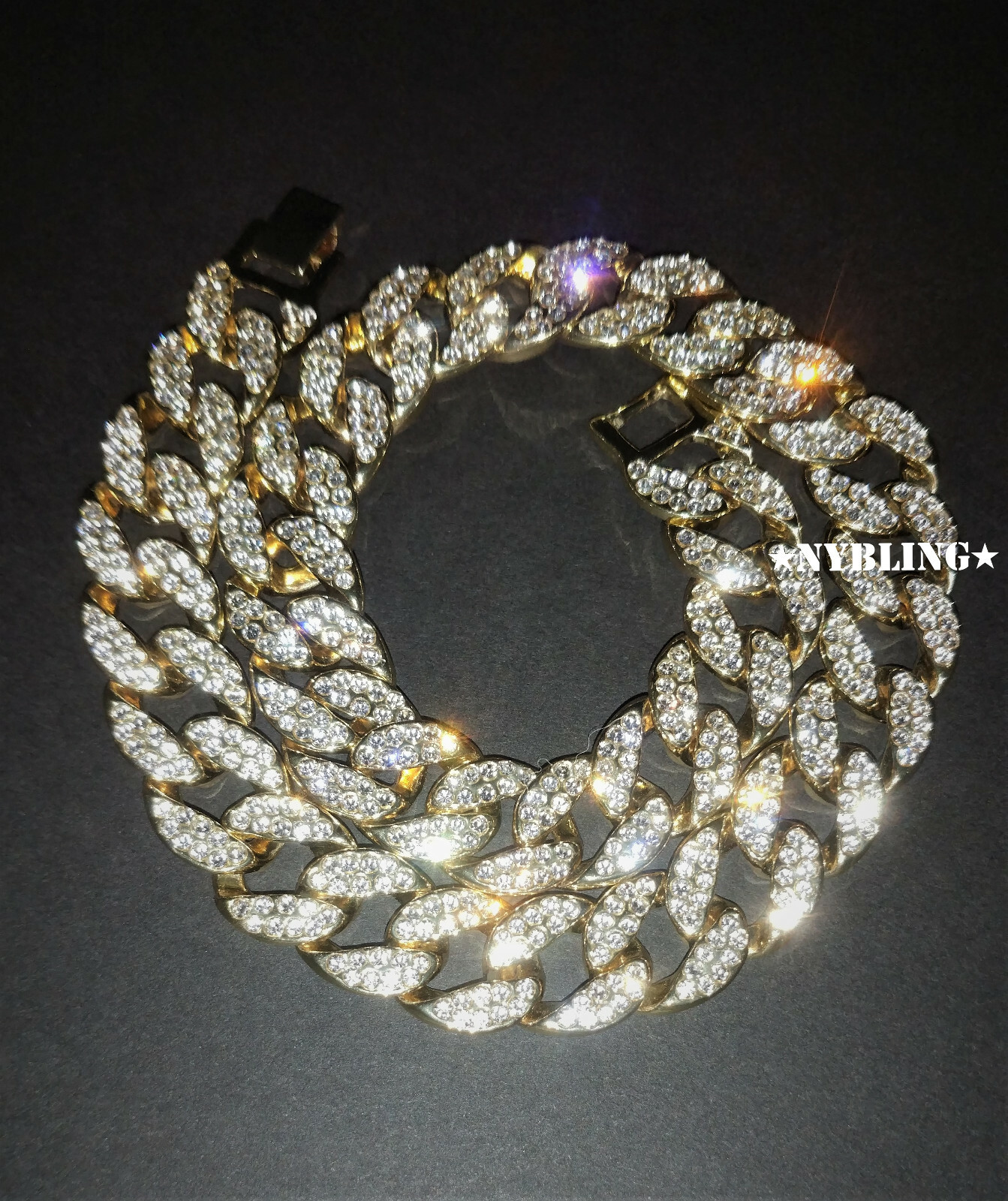 COMBO Miami Cuban Choker Chain Necklace & Rope Chain Plated CZ Hip Hop Jewelry