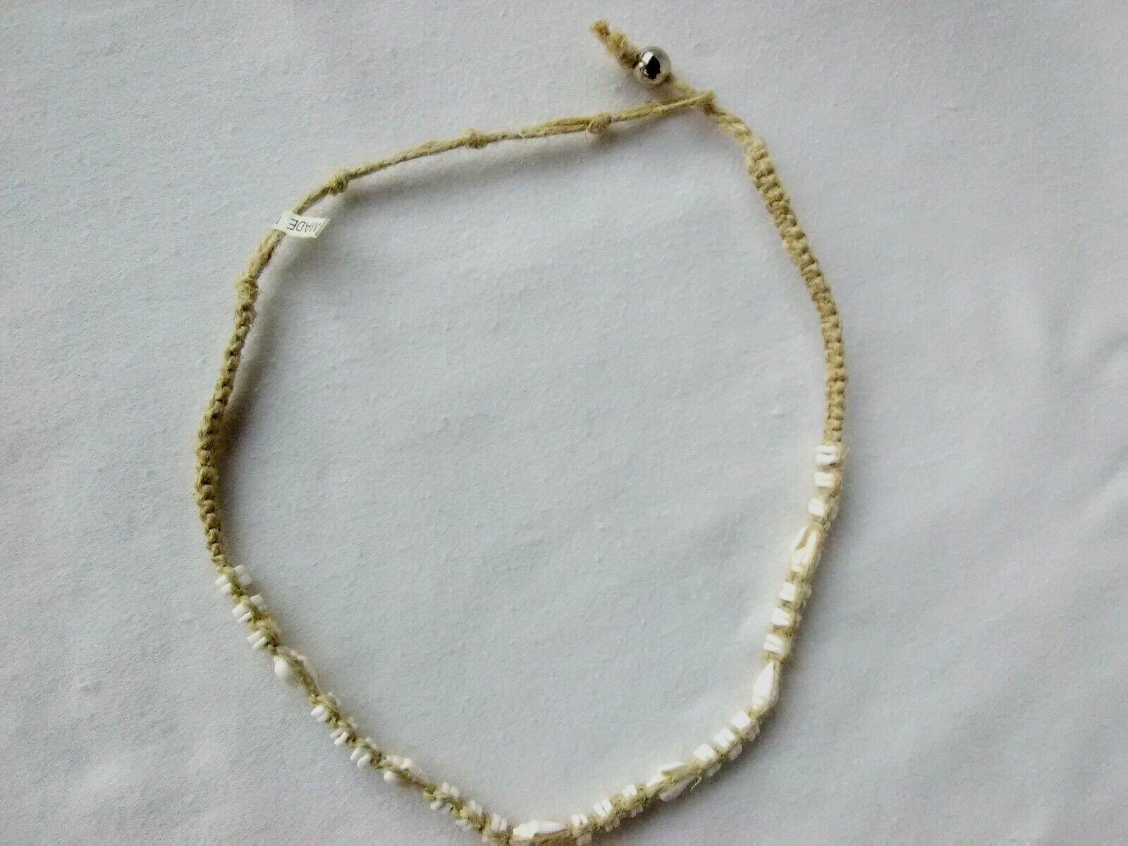 HEMP SURFER CHOKER NECKLACE Unisex Puka Shells Macrame 17″ New USA Seller