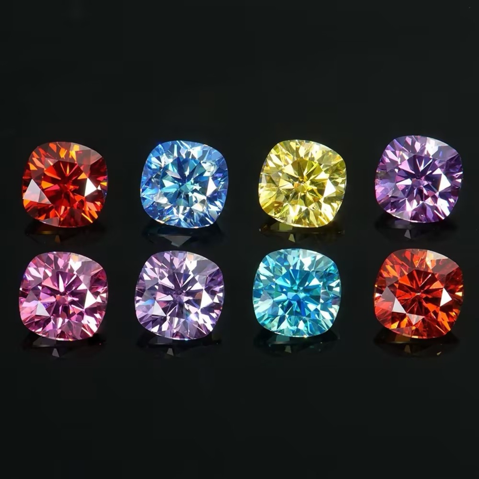 0.5-3ct Eight Colors Cushion Cut Moissanite Loose For Ring Pendant inlay GRA