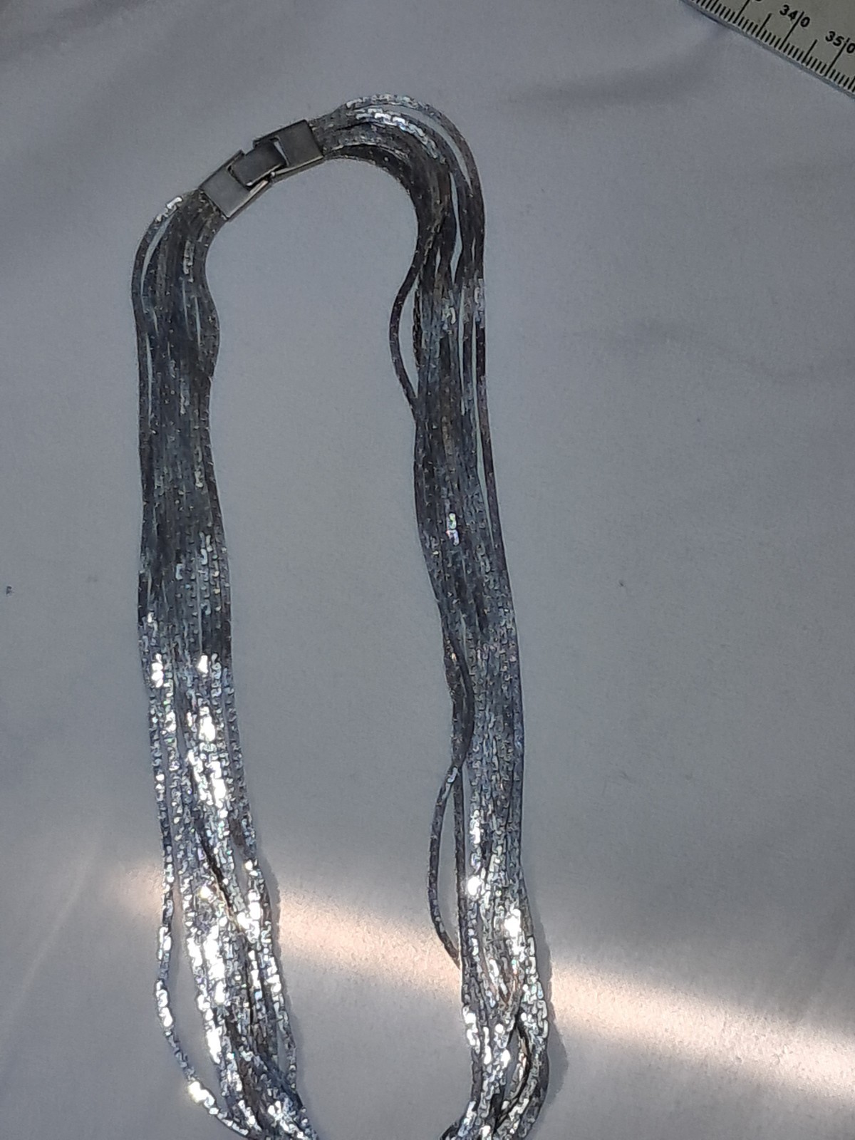Silky Smooth Silver Tone Necklace 10 Strand Link Chains Expertly Crafted 18″
