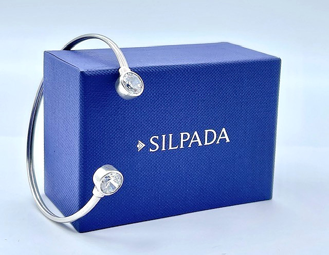 Vintage Silpada Sterling Silver, Punctuation, CZ Cuff Flexible Bracelet, B2400