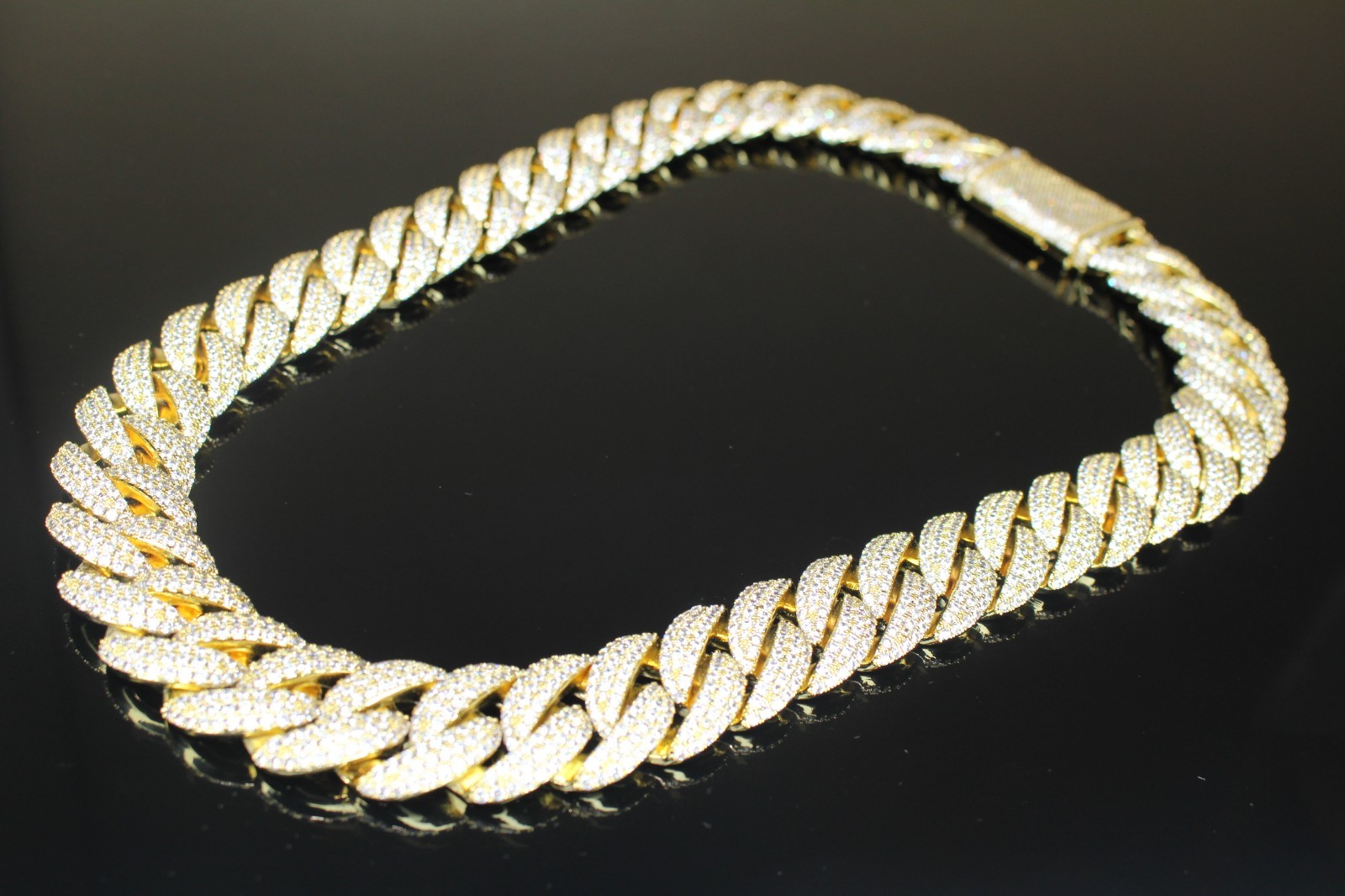 XXL 14k STAMPED Cuban Miami 22mm 124.6ctw Lab Sim Diamonds Gold HEAVY 450g CHAIN