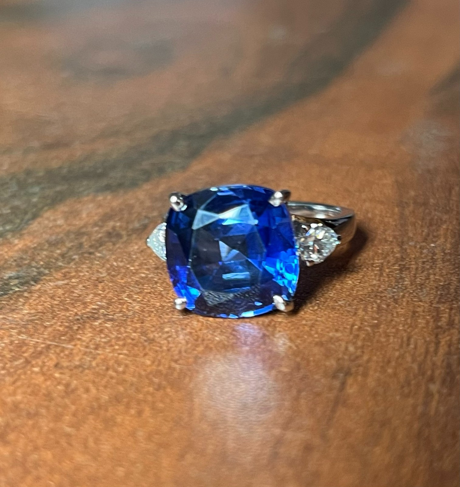 7.5 Ct Cushion Cut Natural Sapphire Diamond Wedding Bridal Ring 14K White Gold