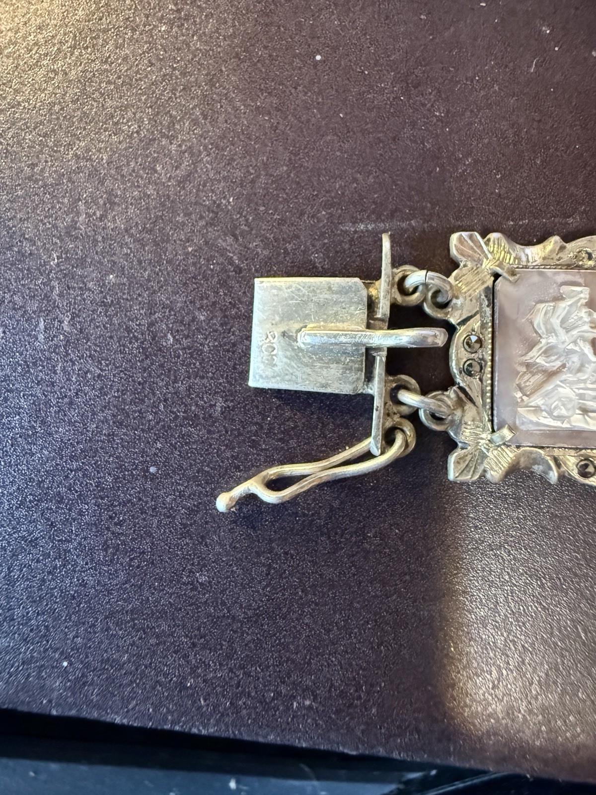 Vtg 30s 800 Silver Italy hand-Carved Cameo Bracelet 7 Greek Gods Days Week