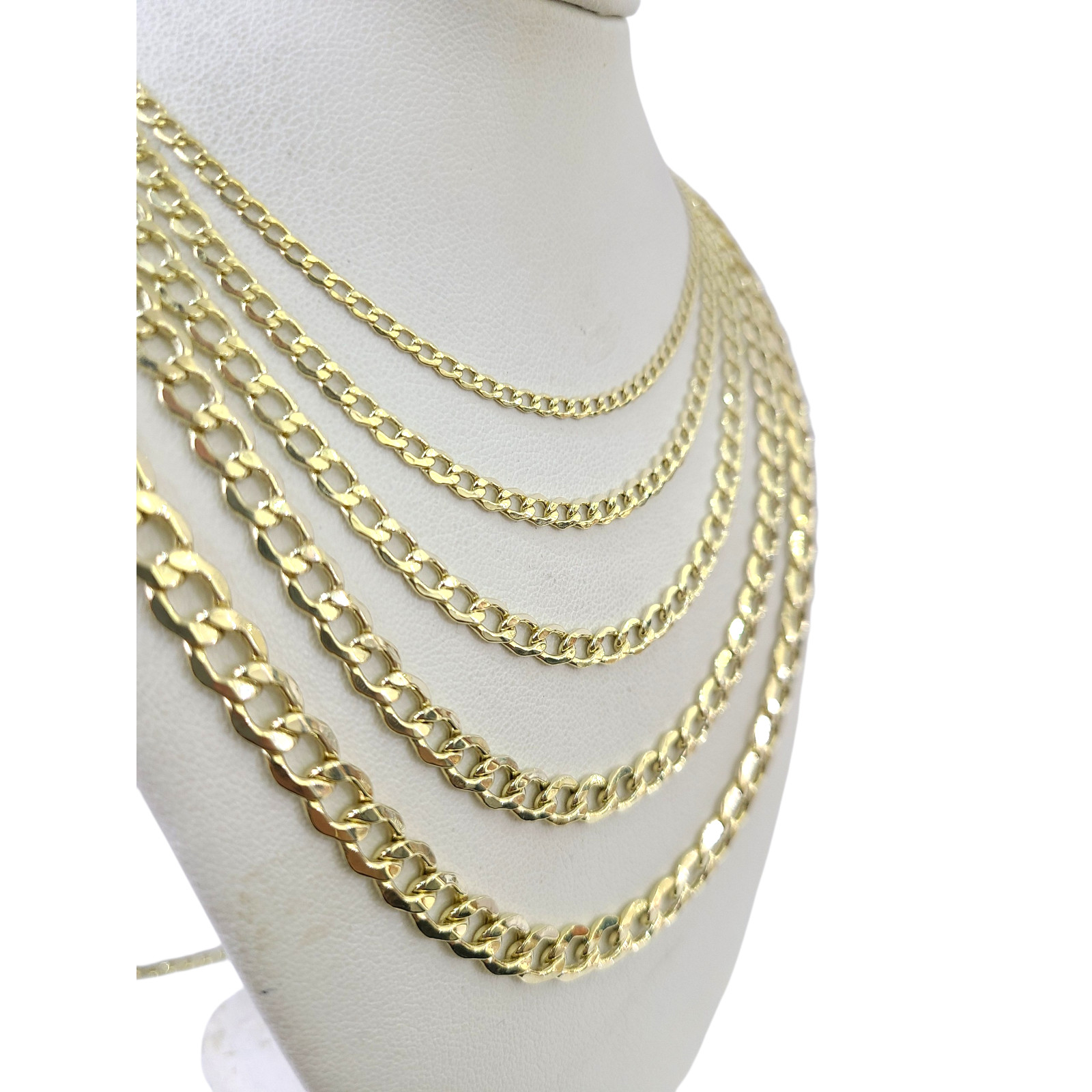 Real 10k Gold Cuban Curb Chain Necklace 16″-30″ In 2.5mm 3mm 4mm 5mm 6mm