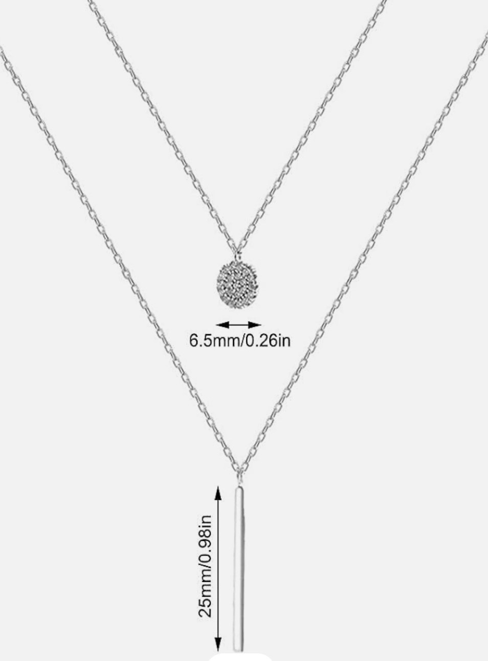 Full Zircon Shiny Long Pendant Silver Clavicle Chain Double Layer Necklace