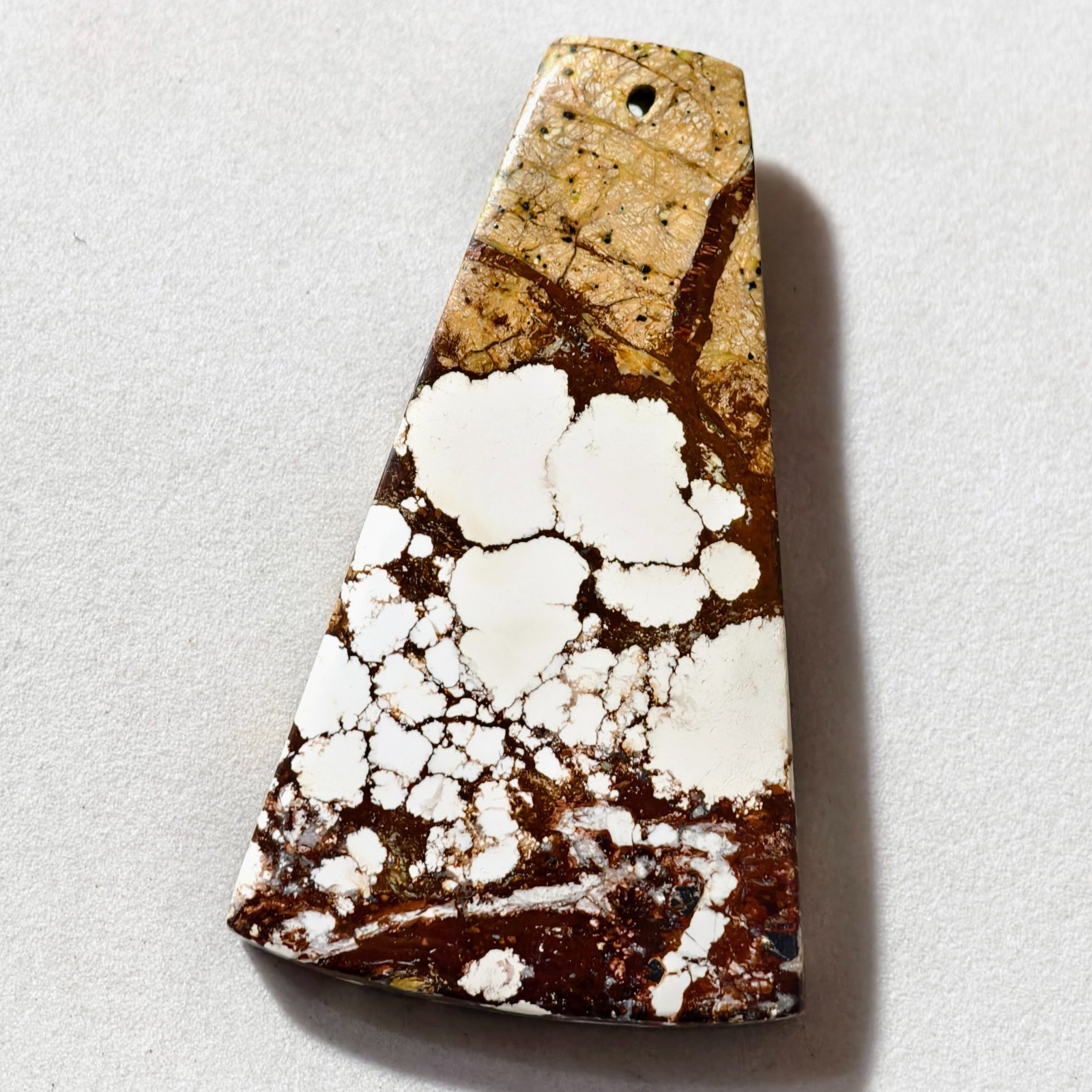 87 Cts Natural Magnesite Jasper Cabochon Drilled Gemstone 53.7×31.7×7 MM