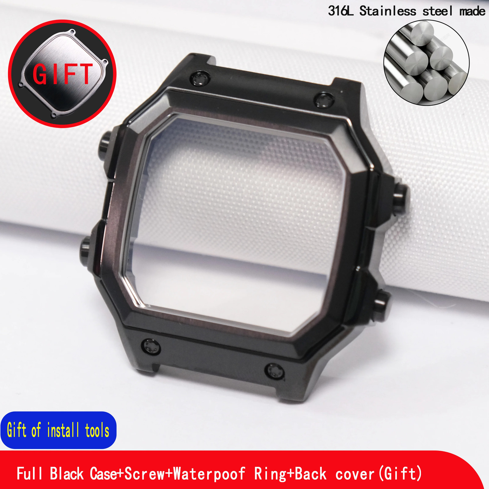 Replacement Watch Case for AE1200 AE1300 316L Steel Mod Kit Compatible with 3299