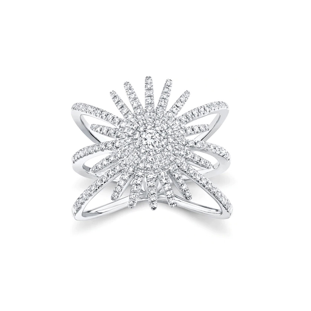 Verona Jewelers Womens White Gold Plated CZ Flower Ring
