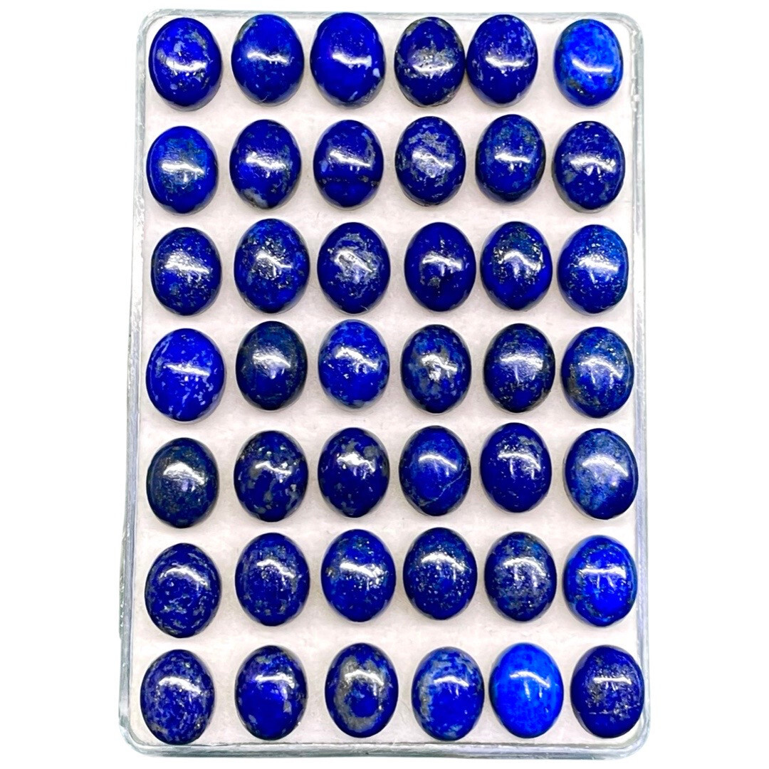 50 Pcs Natural Untreated Lapis Lazuli 10x8mm Oval Loose Cabochon Gemstones Lot