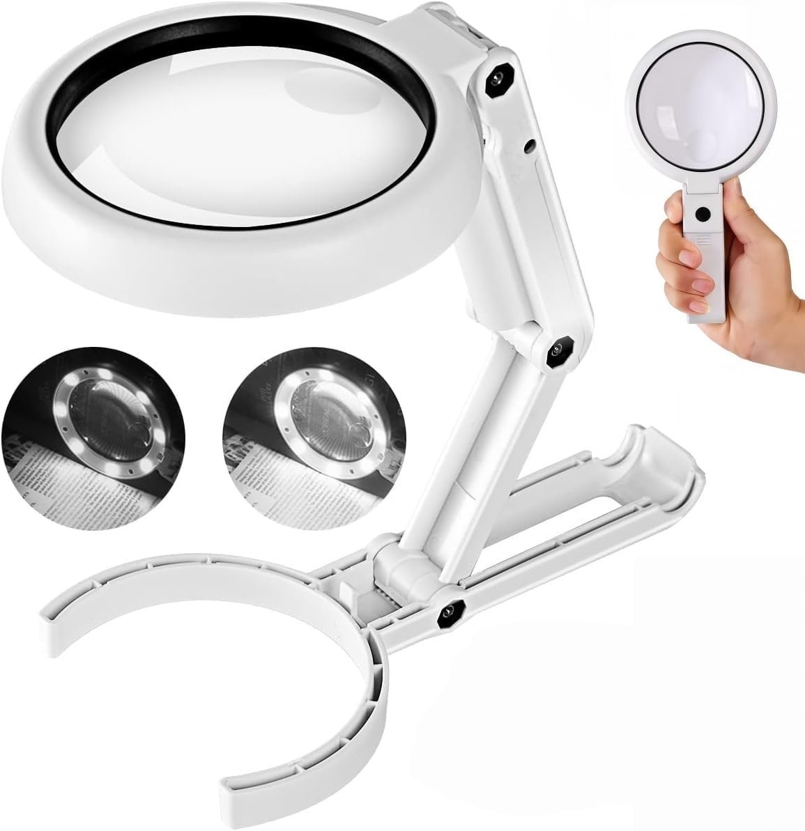 Magnifying Glass with Light and Stand, 3.55 Inch Large Lens with Lightweight Fo