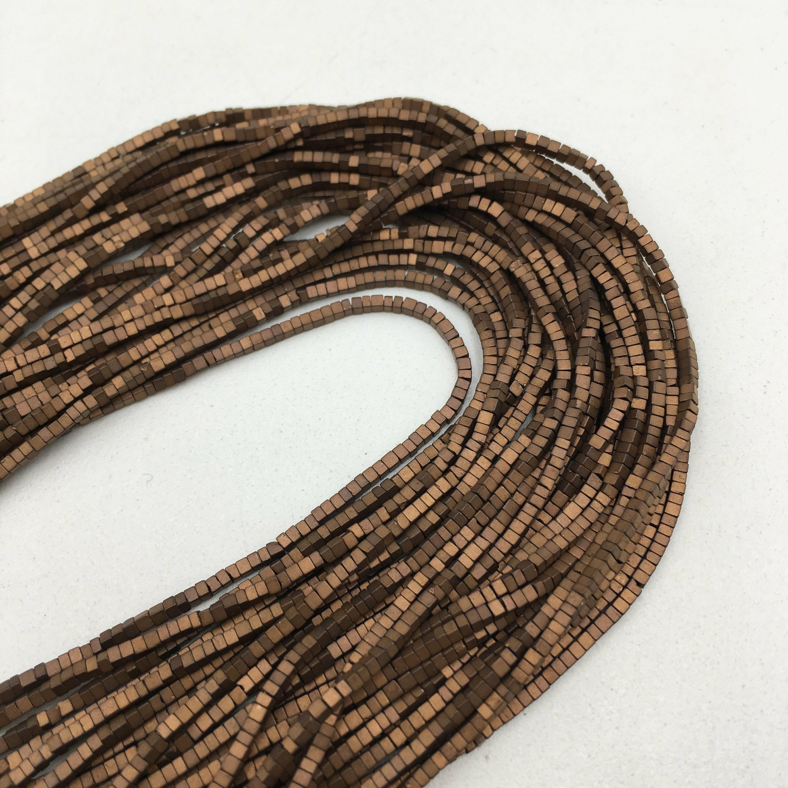 Gray/Gold/Silver/Copper Hematite Matte Cube Beads 1x1mm 15.5″ Strand
