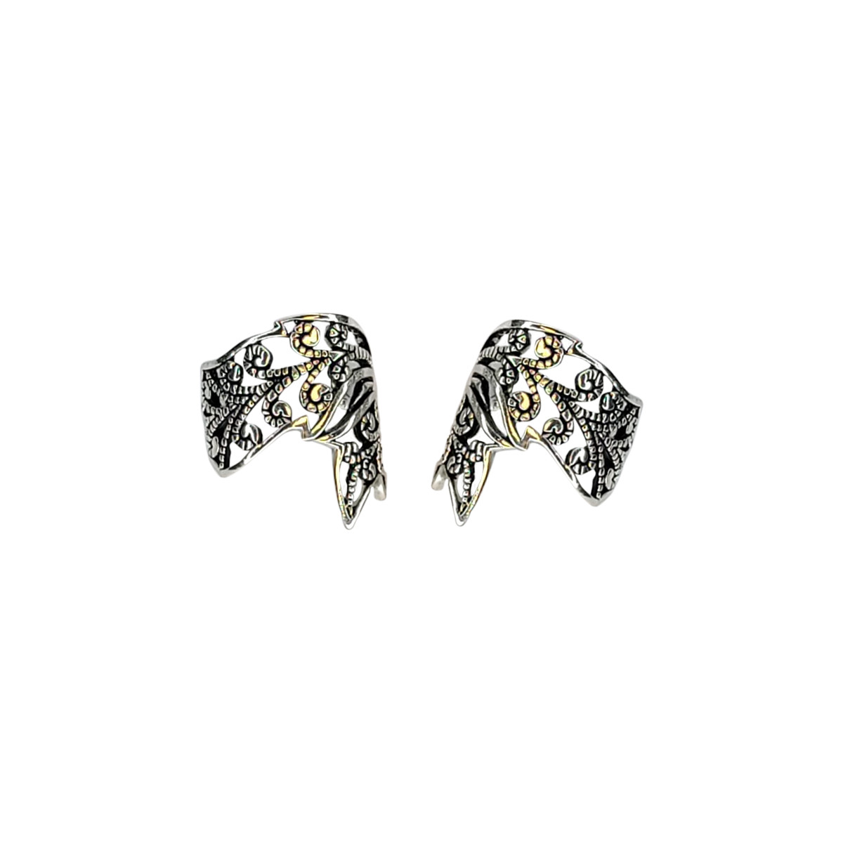 Ear Cuff Non-Pierced Rhodium Plated Unique Leaf Design – Sold as a pair