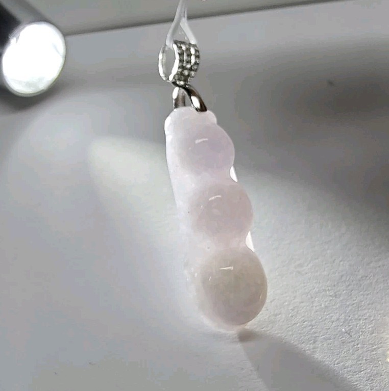 Certificate Jade Gourd Pendant Icy Purple Natural Jadeite Translucent紫色冰透玉葫芦翡翠A货
