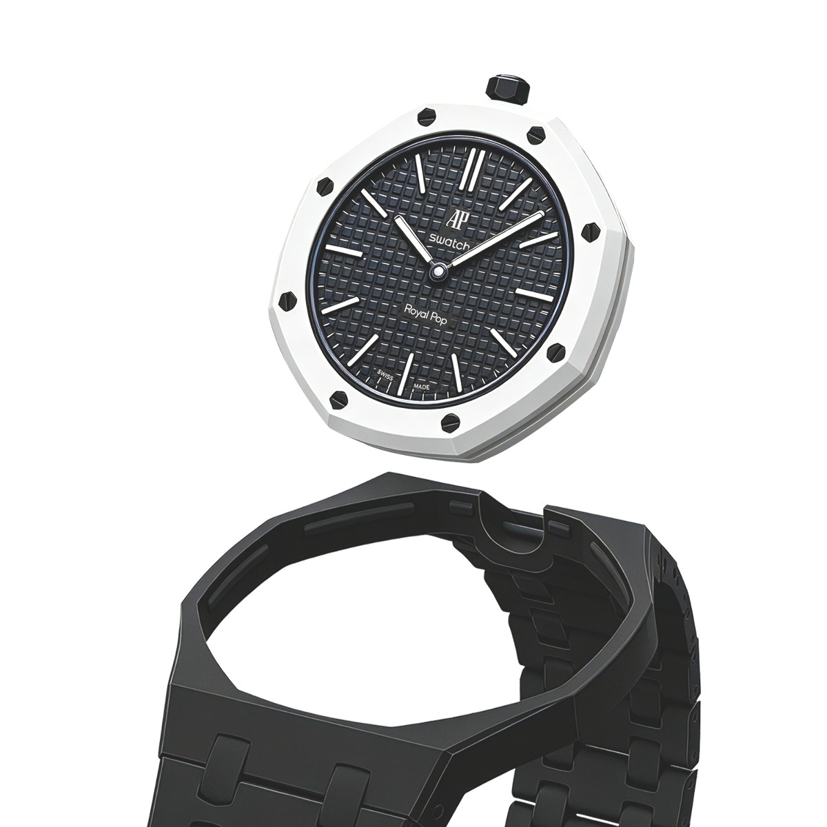 Ceramic Watch Strap Band with Ceramic Case Mod Kit For Swatch X AP Royal Pop