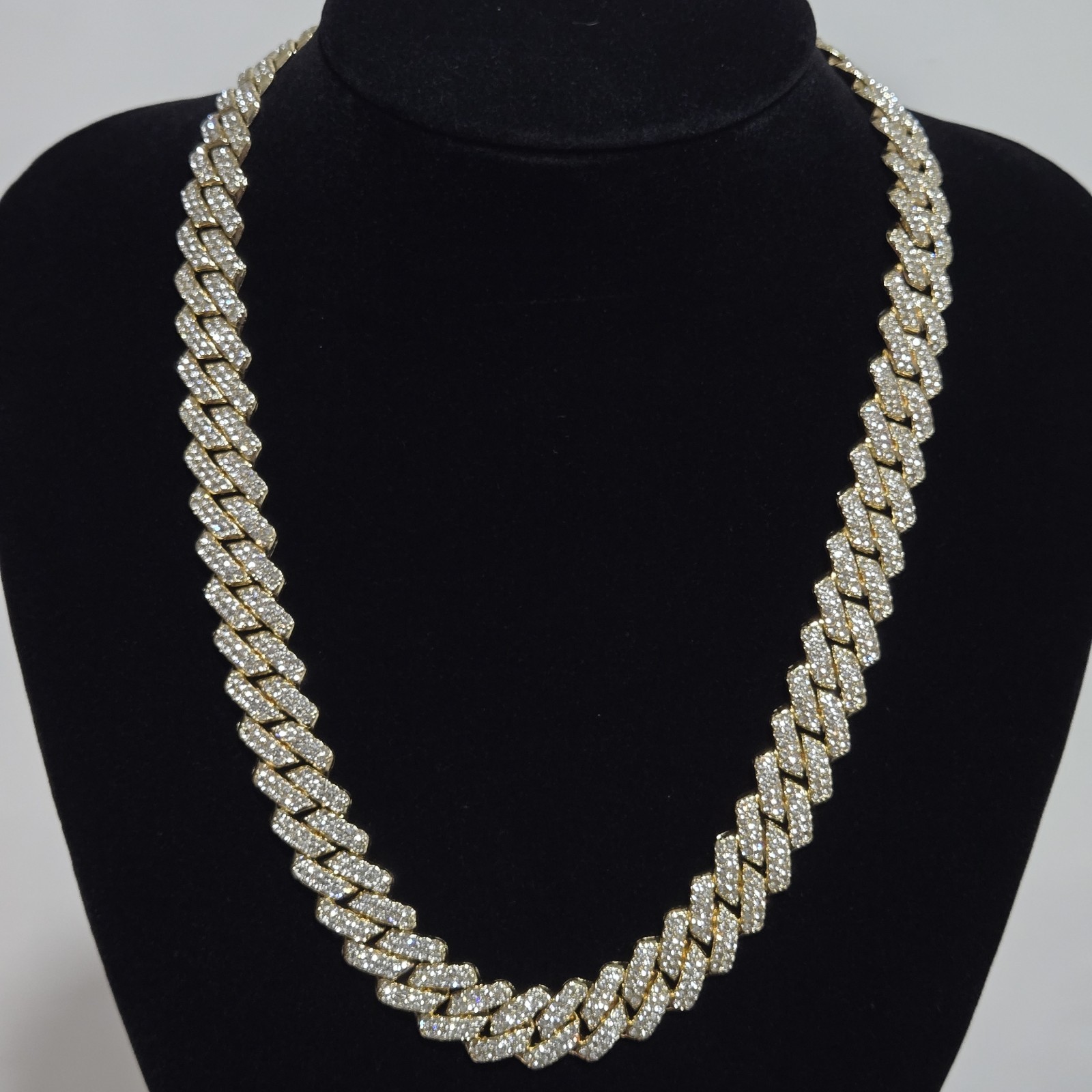 12mm Iced Out Cubic Zirconia Miami Stainless Steel Cuban Chain 20 Inch Necklace