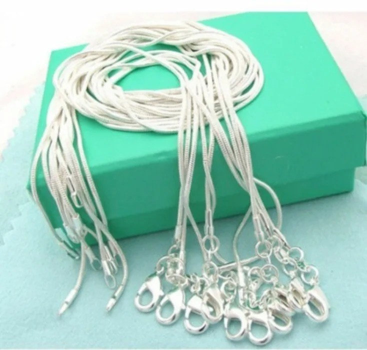 10PCS 925 sterling solid silver 1MM 16-30inch snake chain necklace