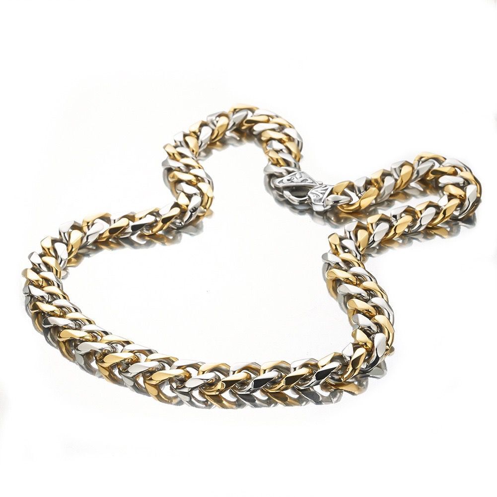 15mm Stainless Steel 18k Gold Plated Curb Cuban Chain Necklace Bracelet 8-40 in