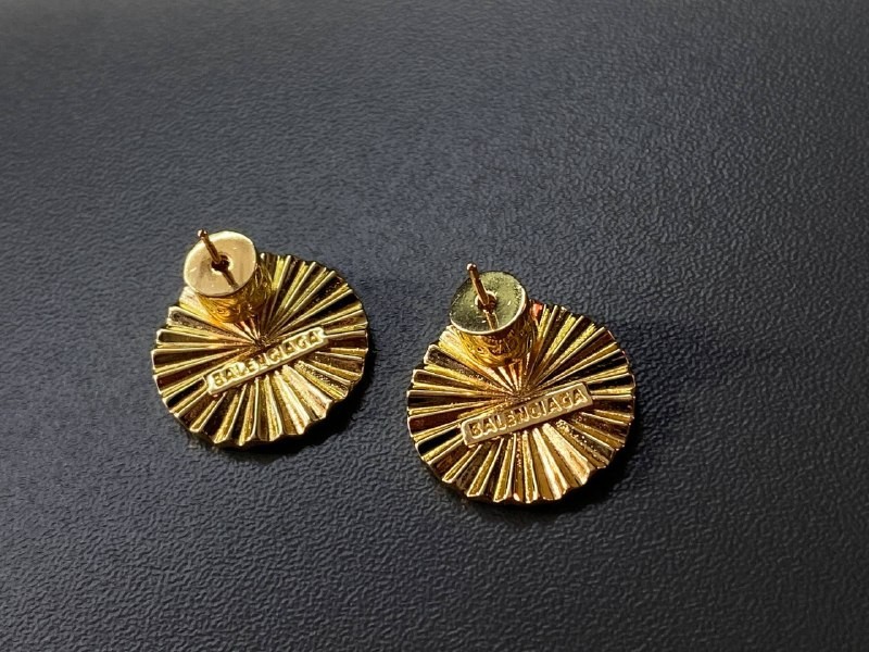 Balenciaga Gold Sunburst BB Logo Stud Earrings 2cm